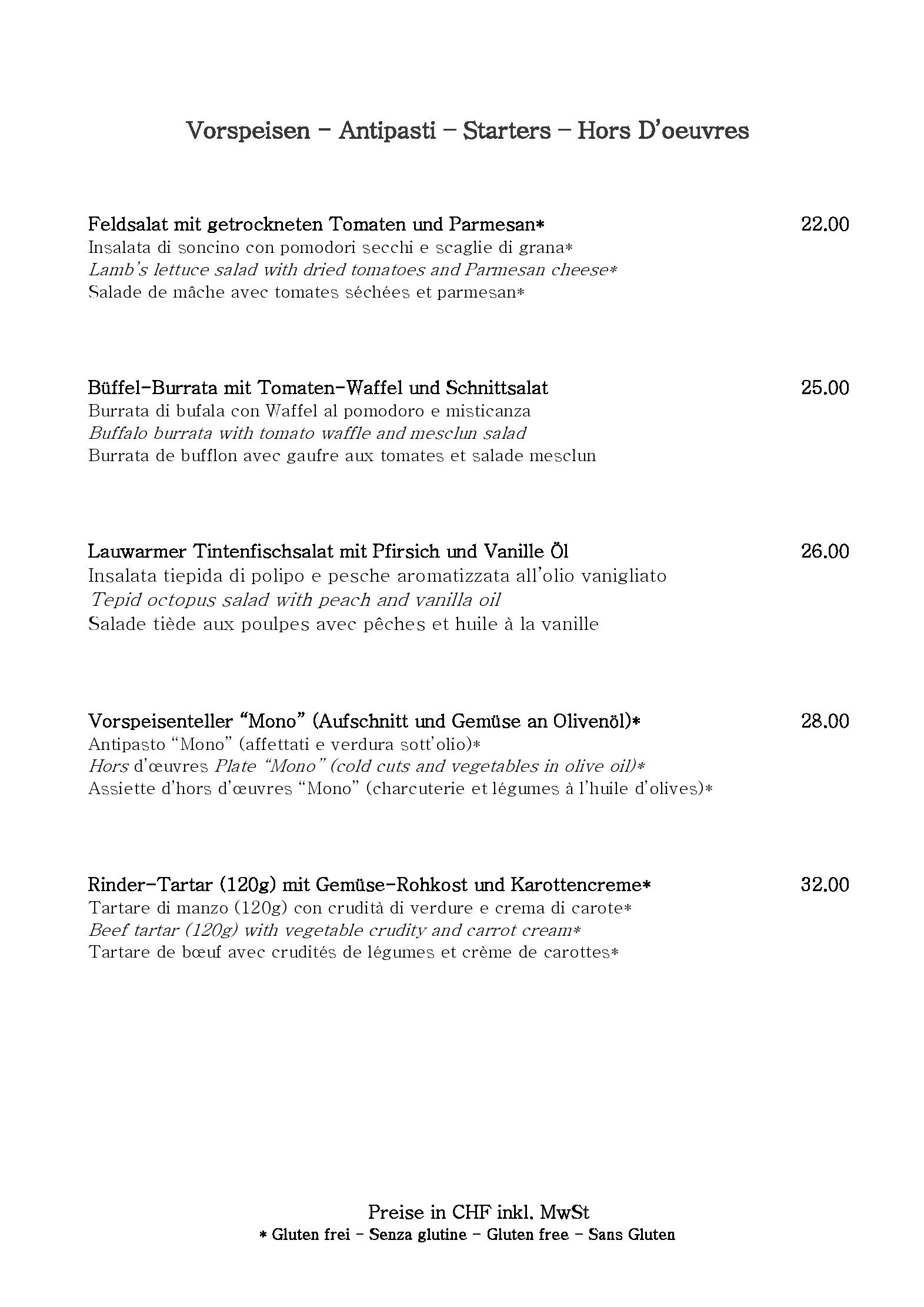Speisekarte Mono Restaurant in St. Moritz, Seite 4