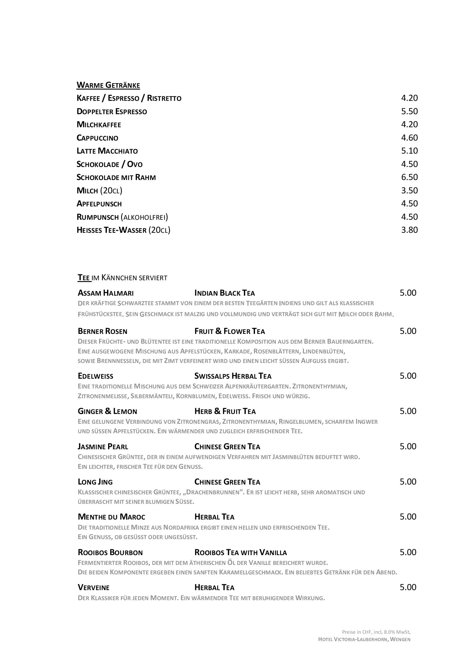 Speisekarte Restaurant Pasta & More in Wengen, Seite 11