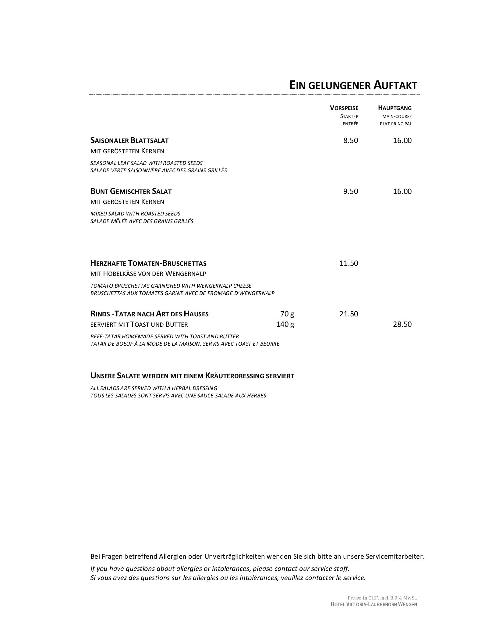 Speisekarte Restaurant Pasta & More in Wengen, Seite 27