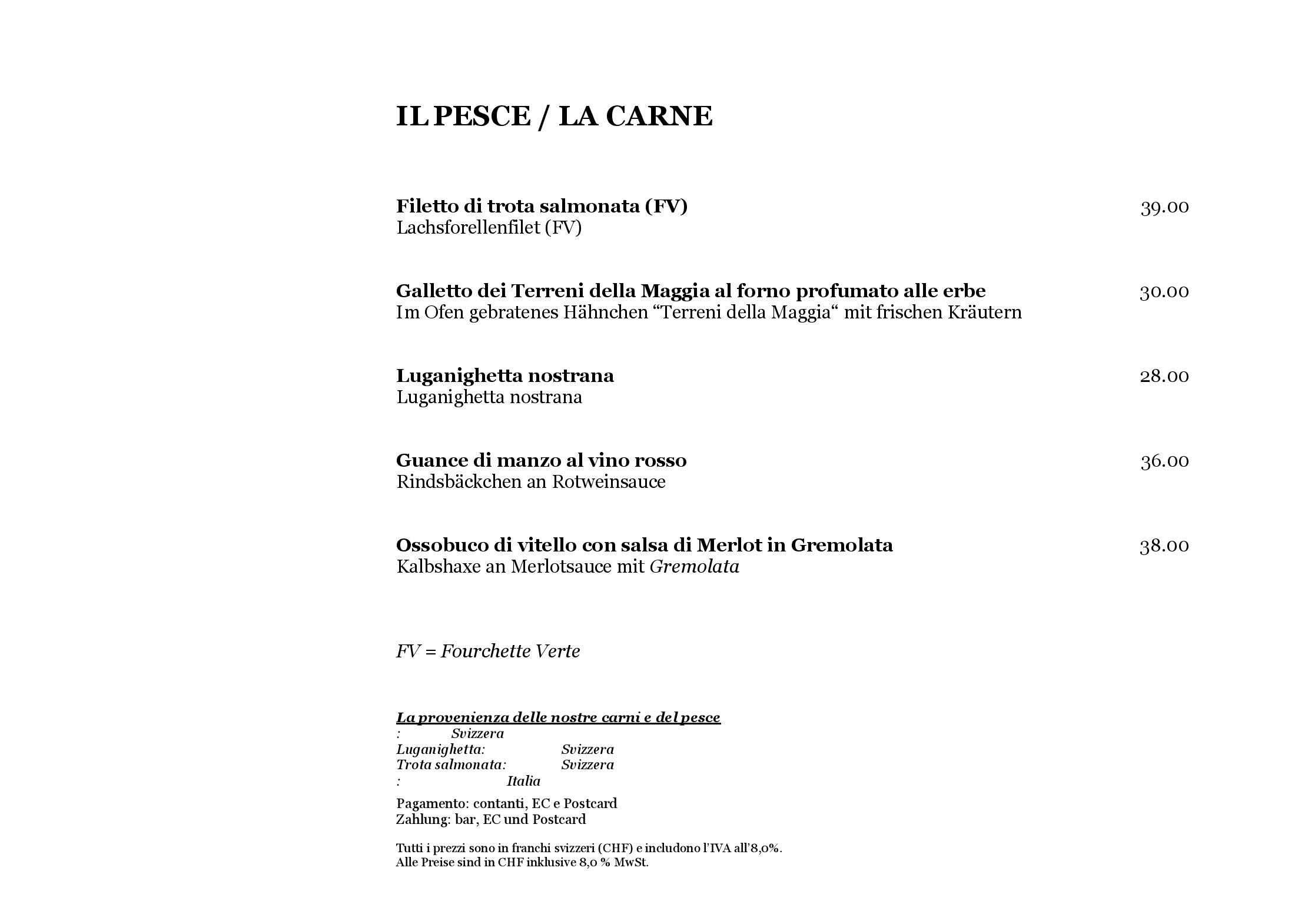 Speisekarte Locanda Fior di Campo in Campo, Seite 3