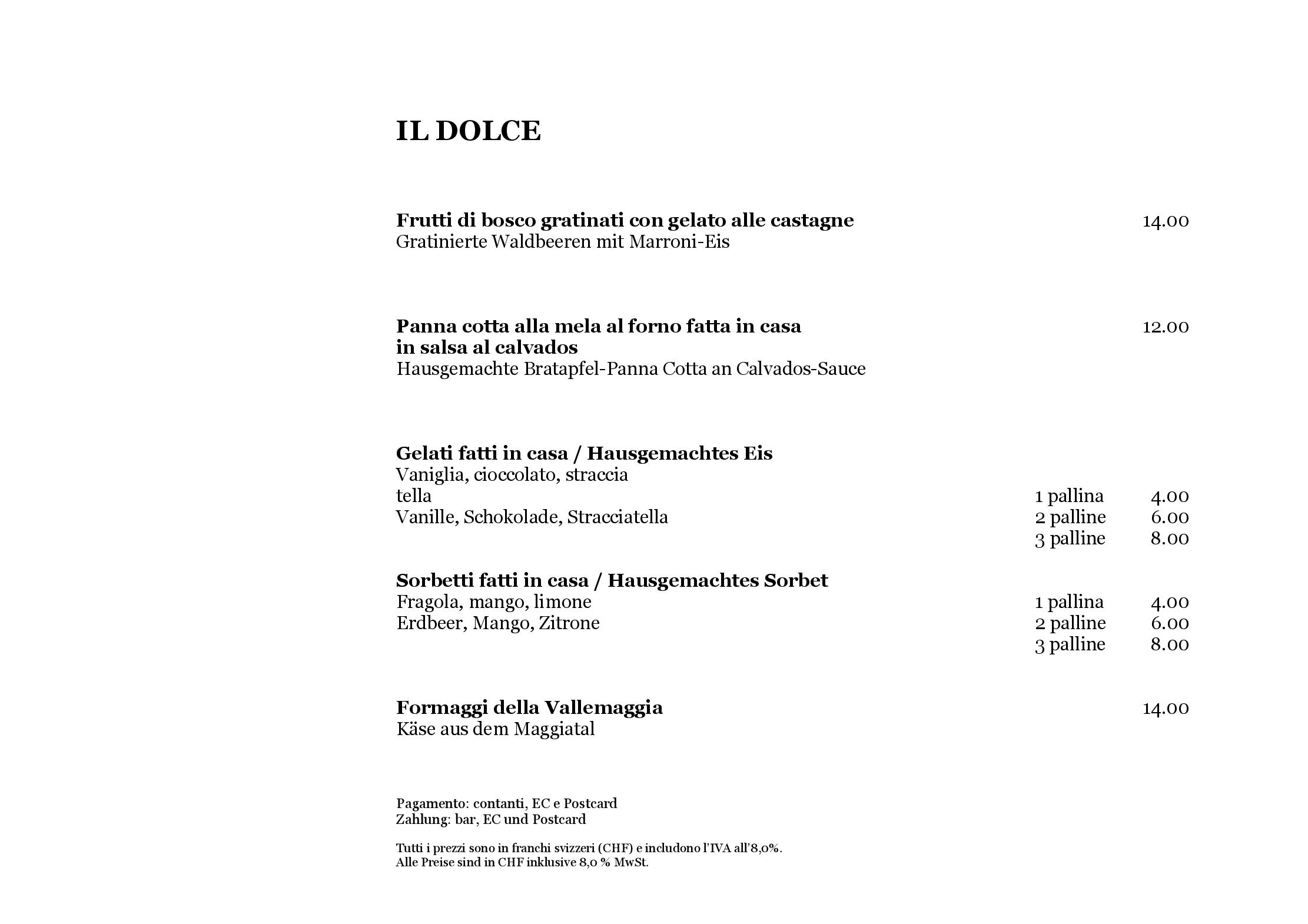 Speisekarte Locanda Fior di Campo in Campo, Seite 4