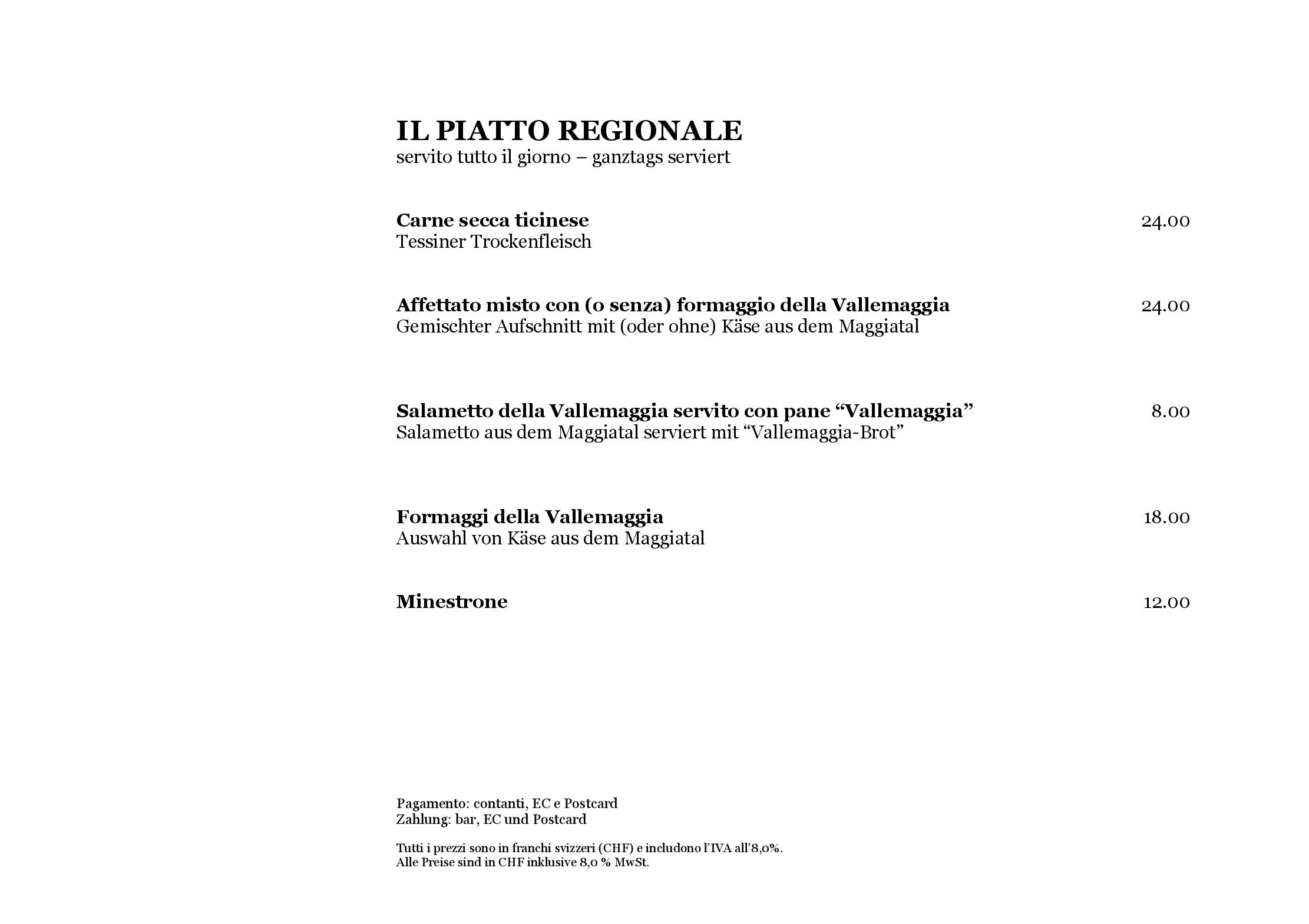 Speisekarte Locanda Fior di Campo in Campo, Seite 5