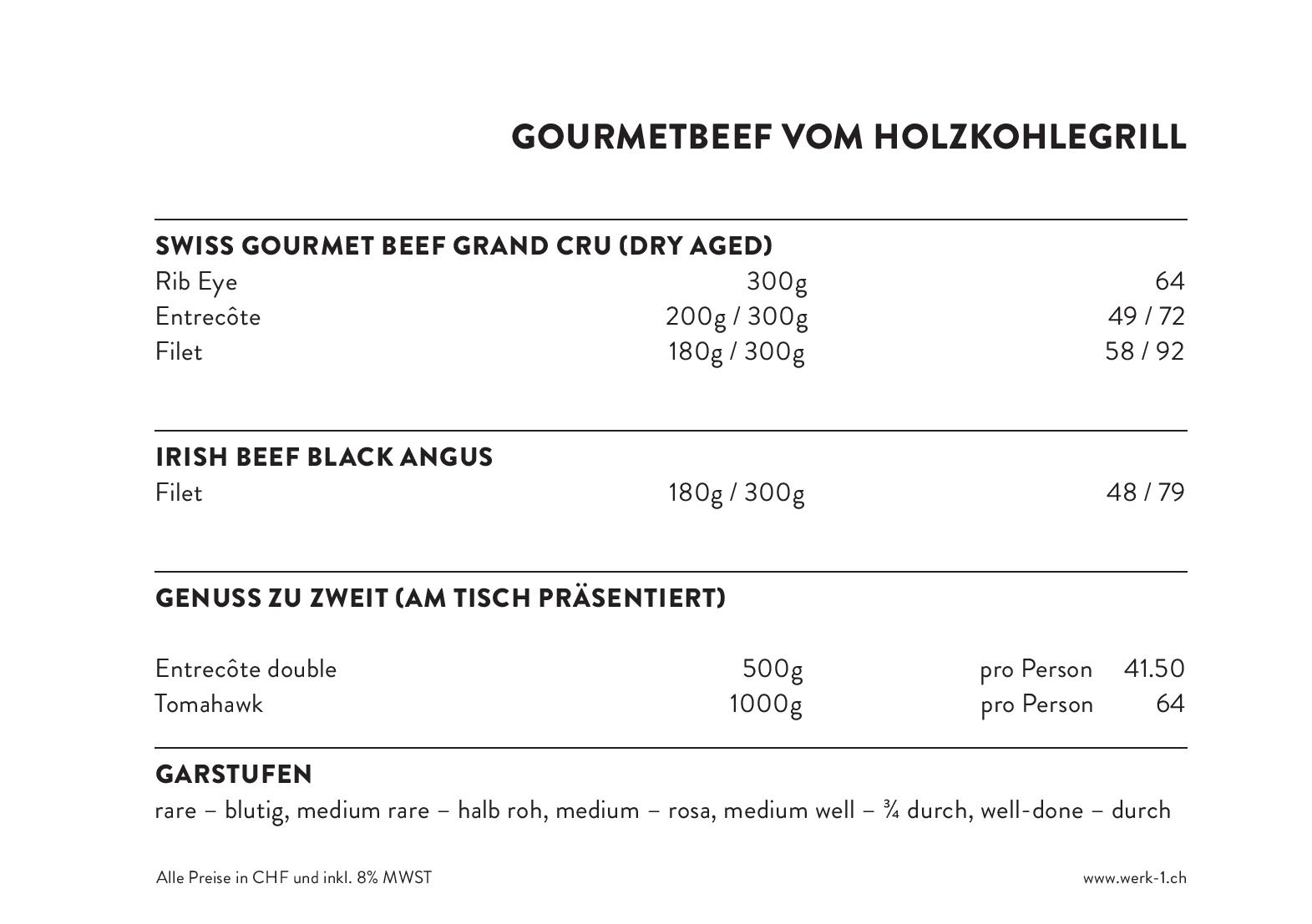 Speisekarte Restaurant Werk 1 in Gossau, Seite 3