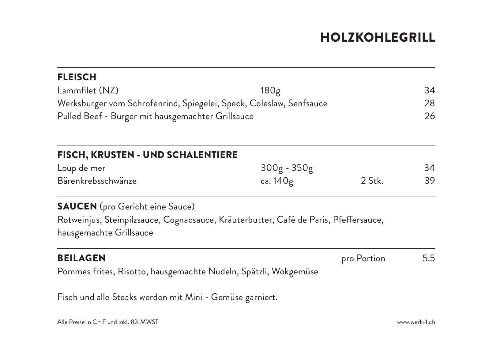 Speisekarte Restaurant Werk 1 in Gossau, Seite 4