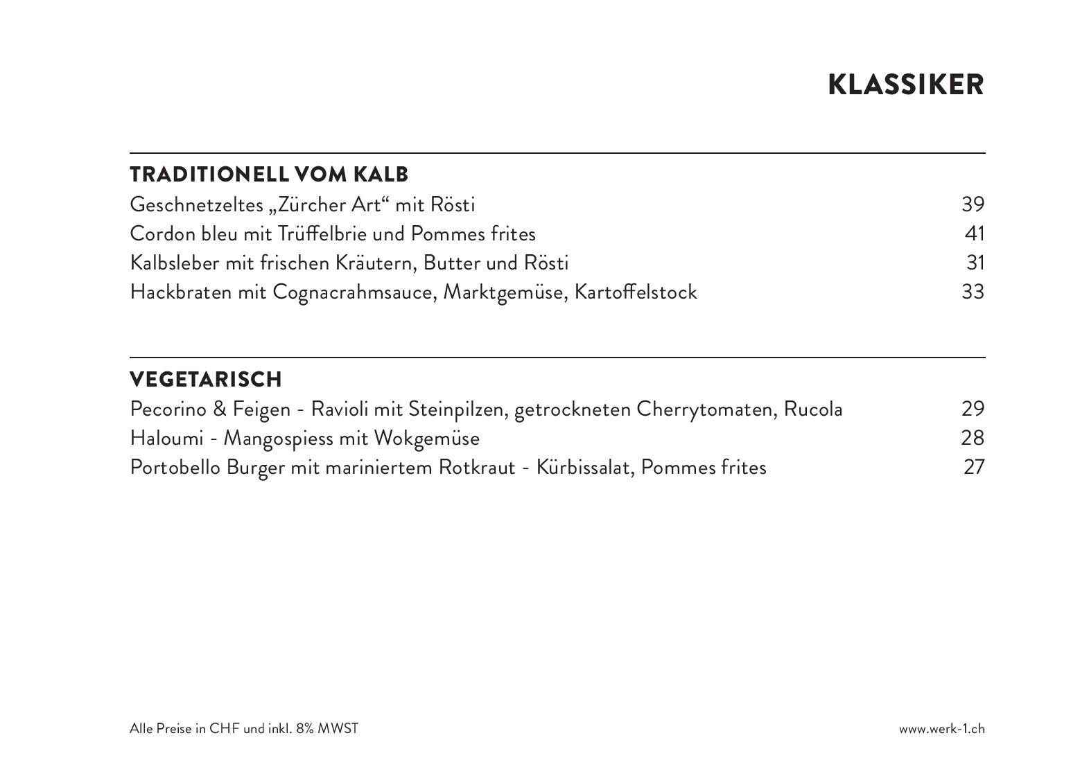Speisekarte Restaurant Werk 1 in Gossau, Seite 5