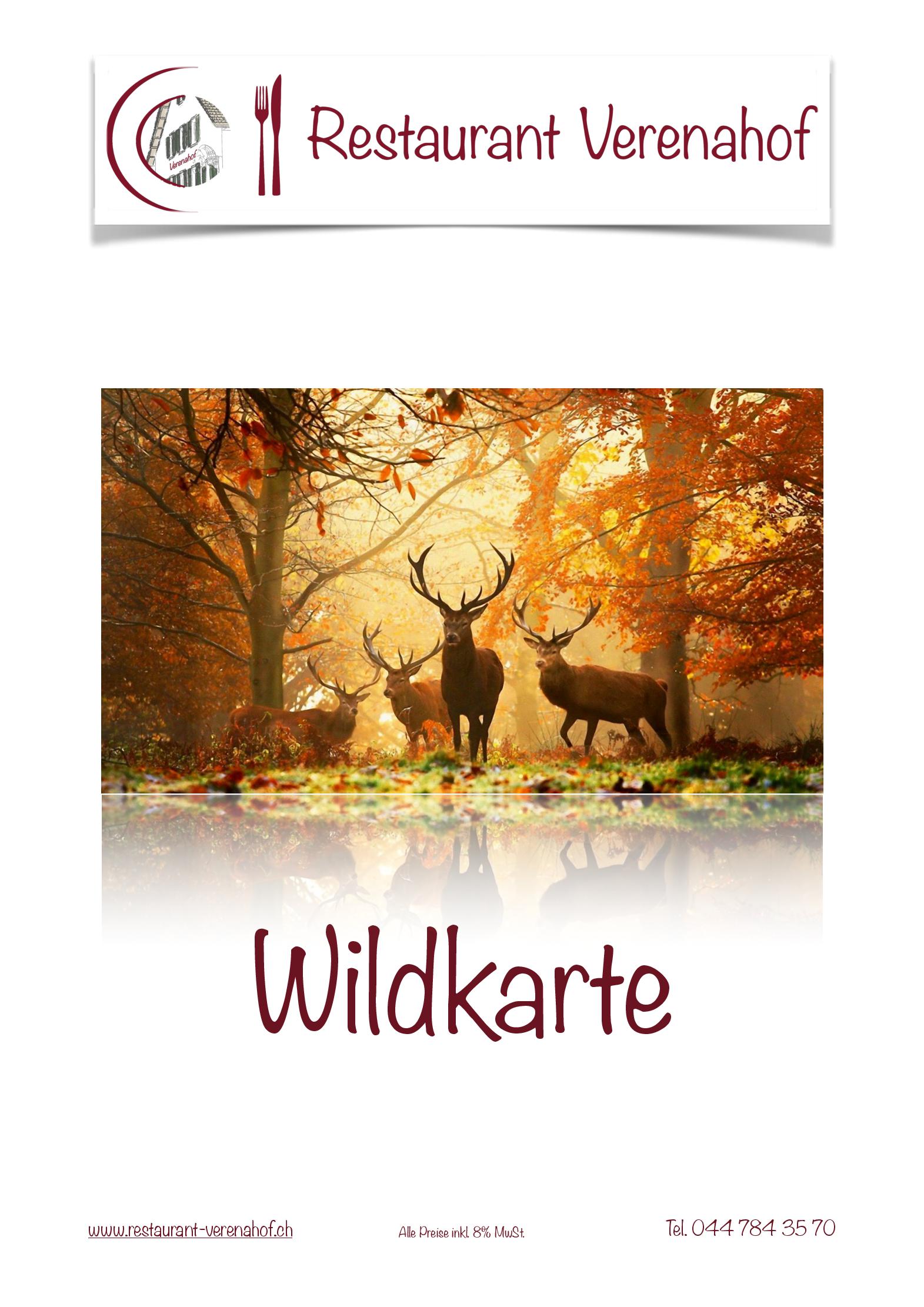 Speisekarte Restaurant Verenahof in Wollerau, Seite 1
