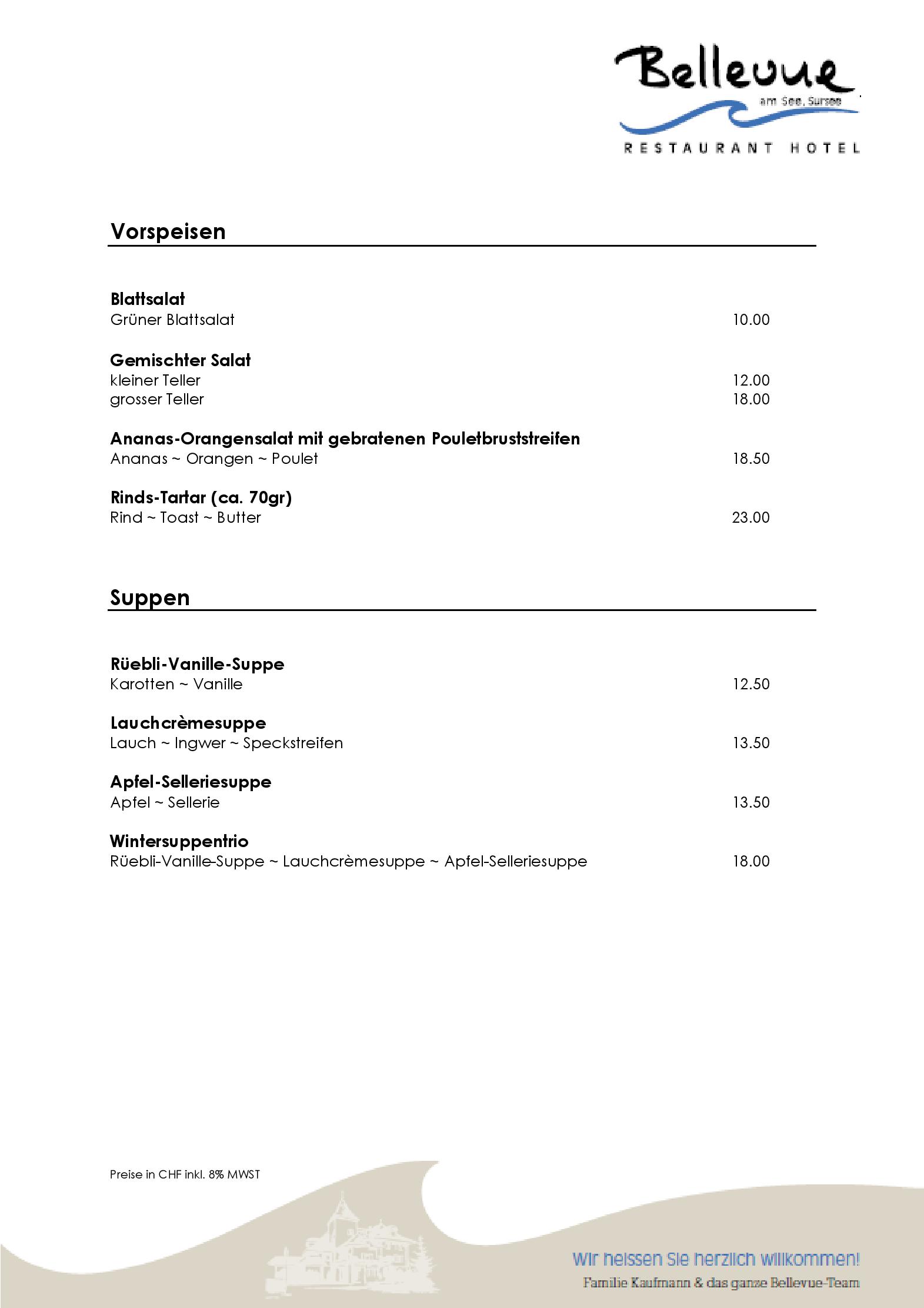 Speisekarte Bellevue am See in Sursee, Seite 7