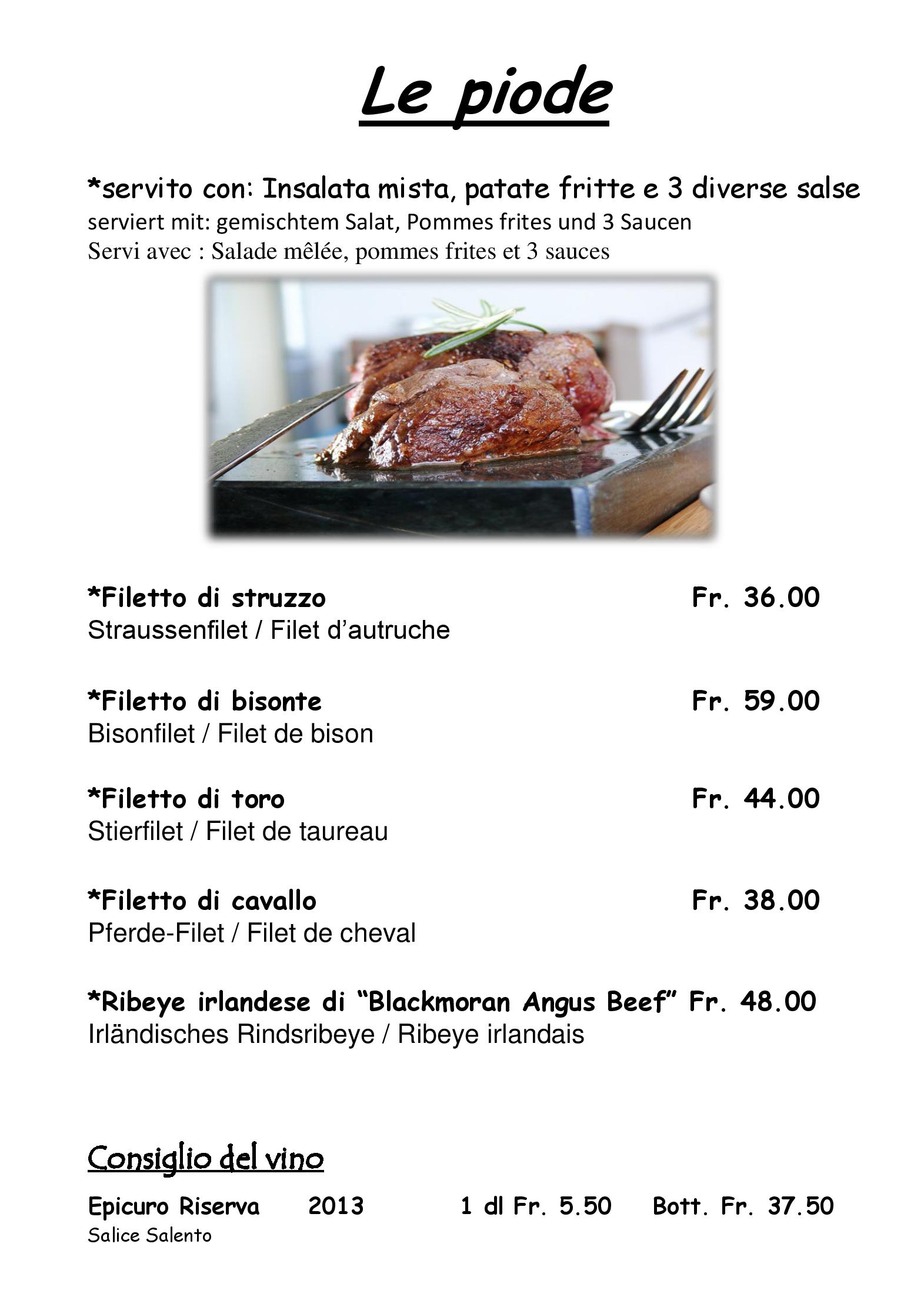 Speisekarte Al Giardinetto in Biasca, Seite 12