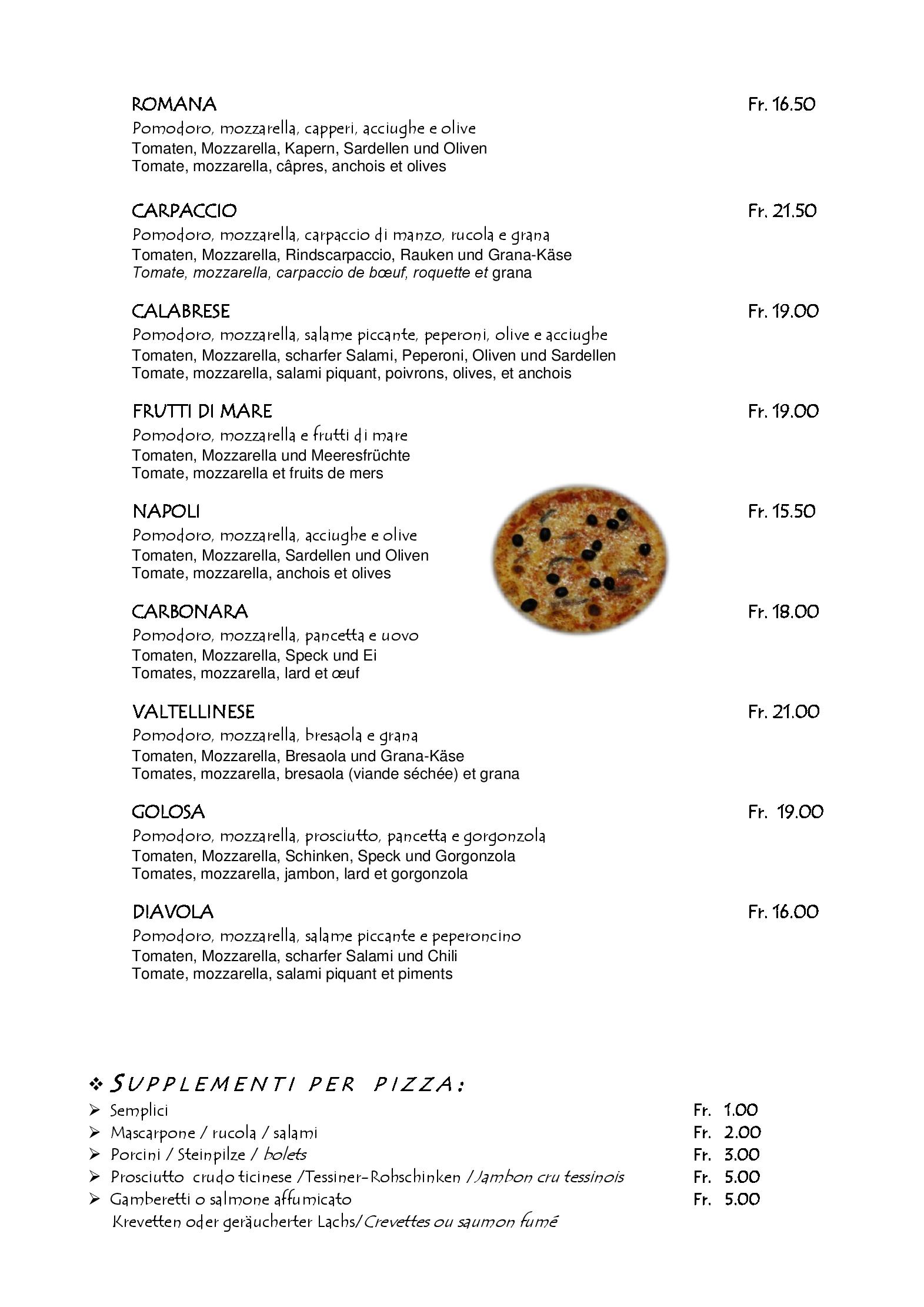 Speisekarte Al Giardinetto in Biasca, Seite 4