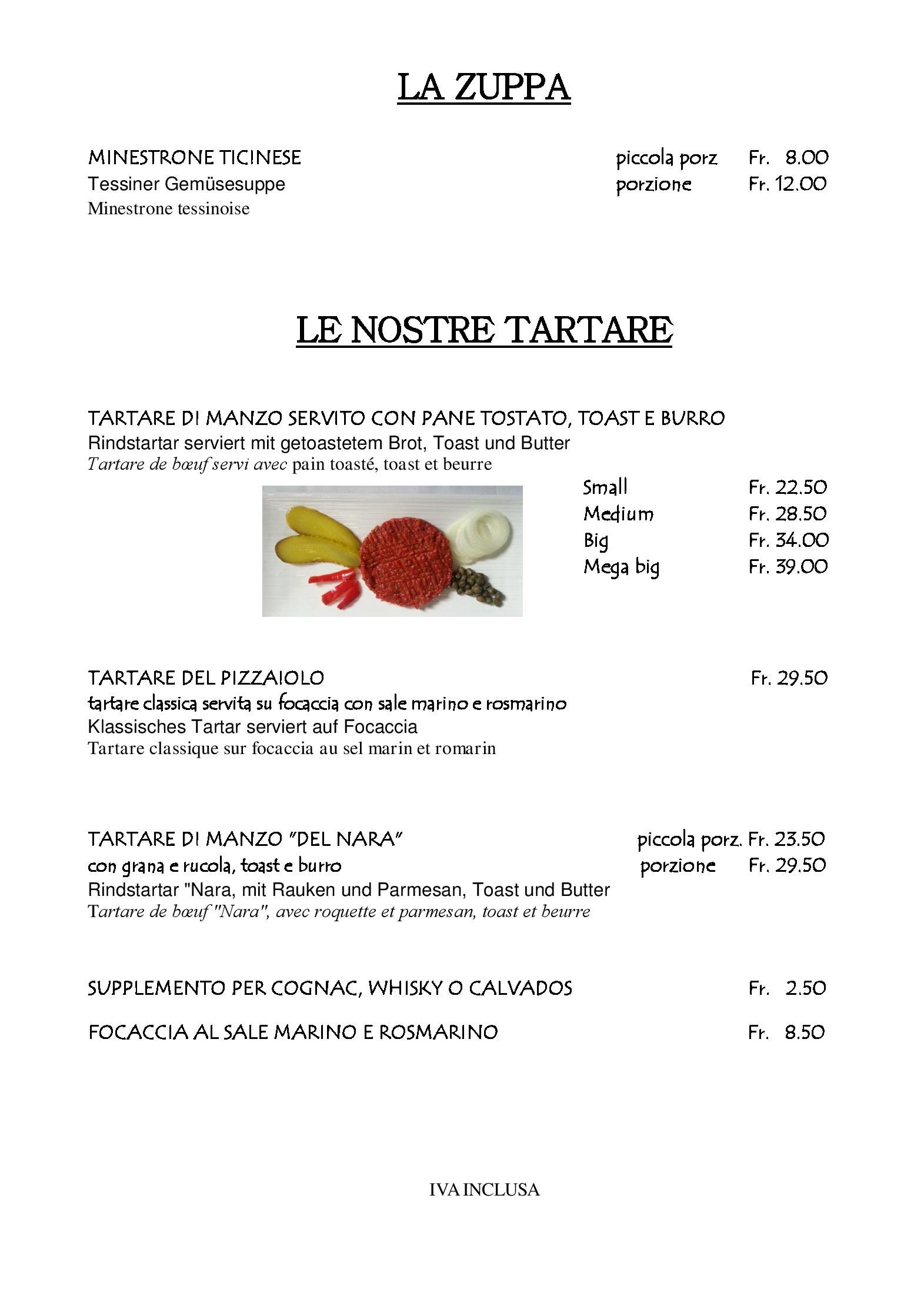 Speisekarte Al Giardinetto in Biasca, Seite 6