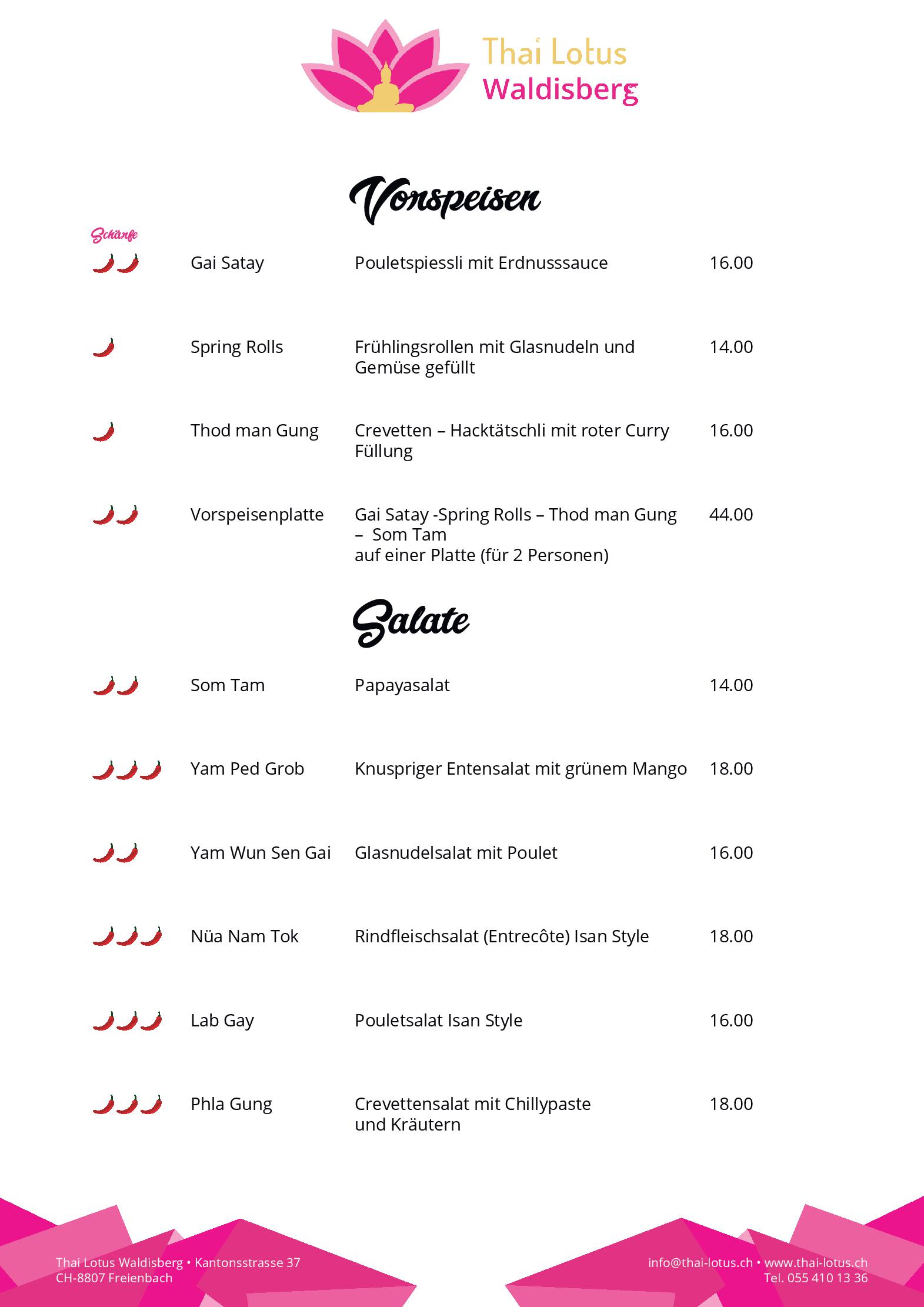 Speisekarte Restaurant Thai Lotus Waldisberg in Freienbach, Seite 7
