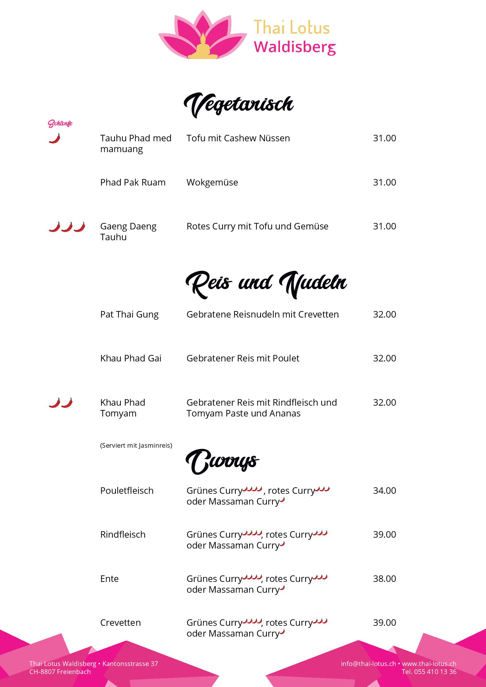 Speisekarte Restaurant Thai Lotus Waldisberg in Freienbach, Seite 4