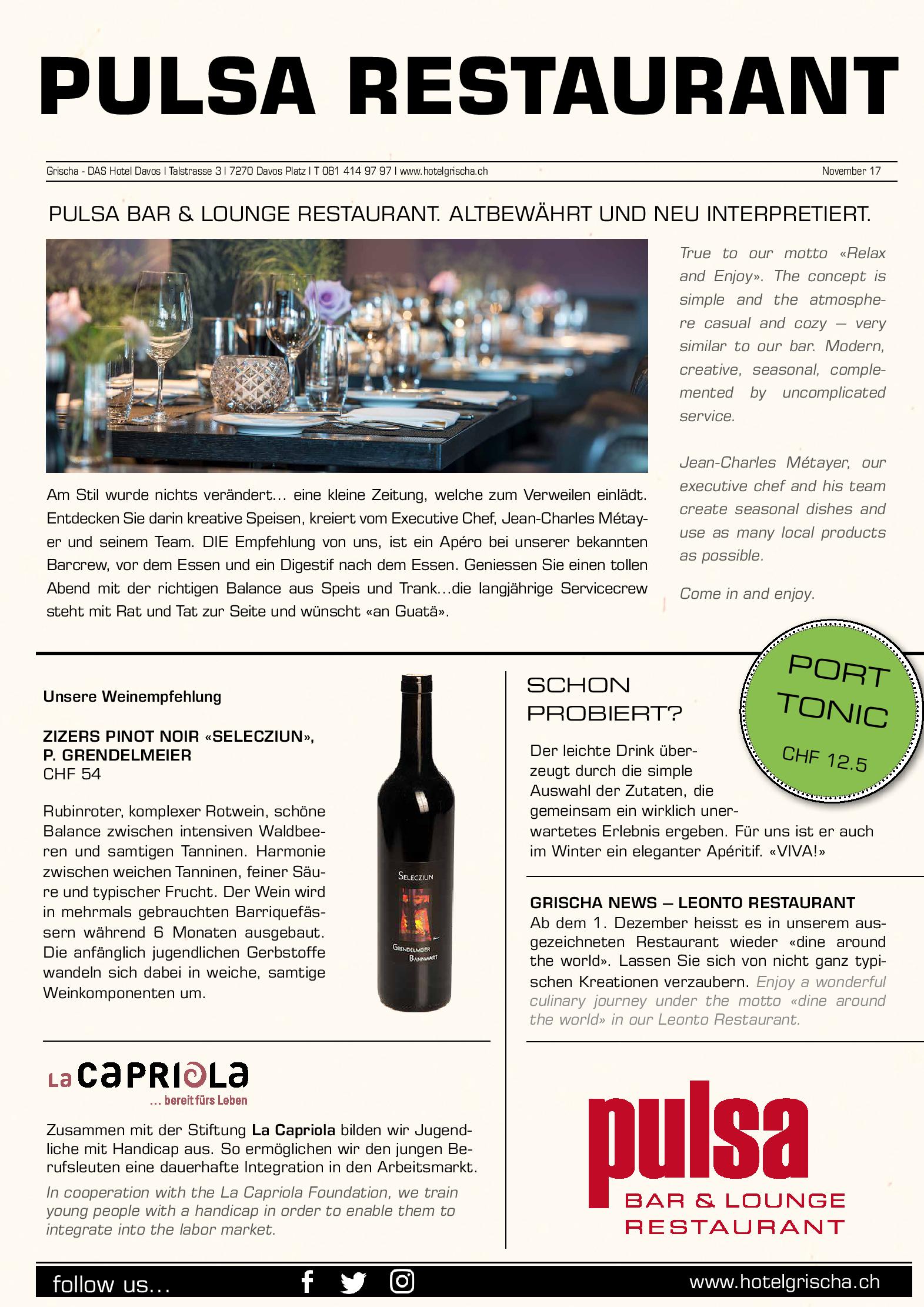 Speisekarte Pulsa Bar & Lounge Restaurant in Davos, Seite 4