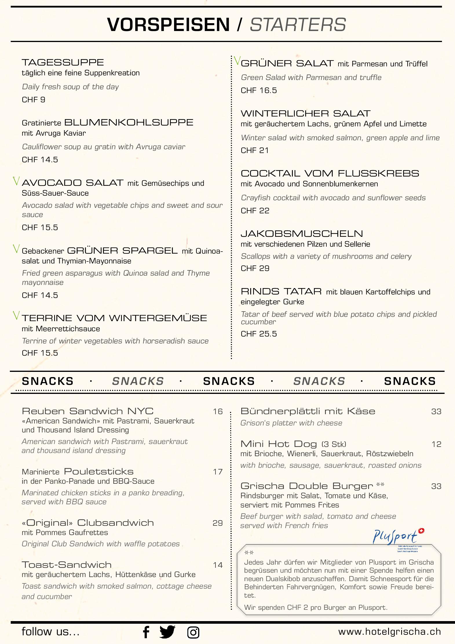 Speisekarte Pulsa Bar & Lounge Restaurant in Davos, Seite 3