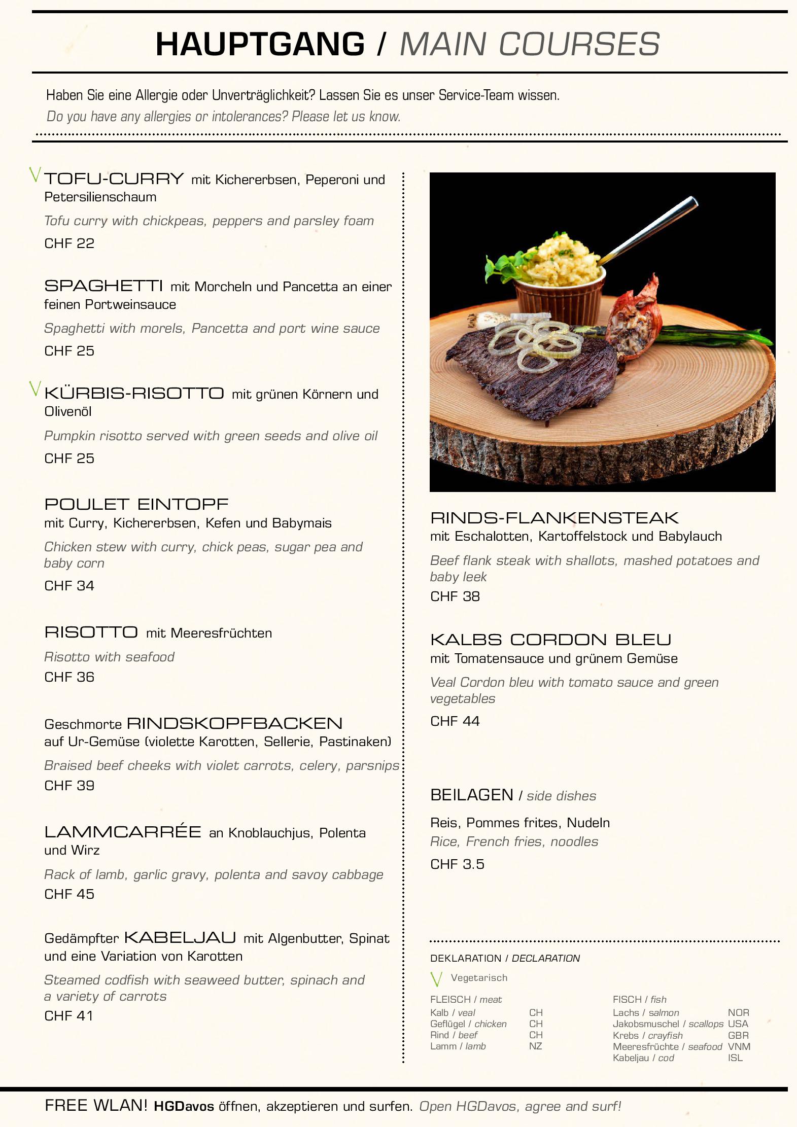 Speisekarte Pulsa Bar & Lounge Restaurant in Davos, Seite 2
