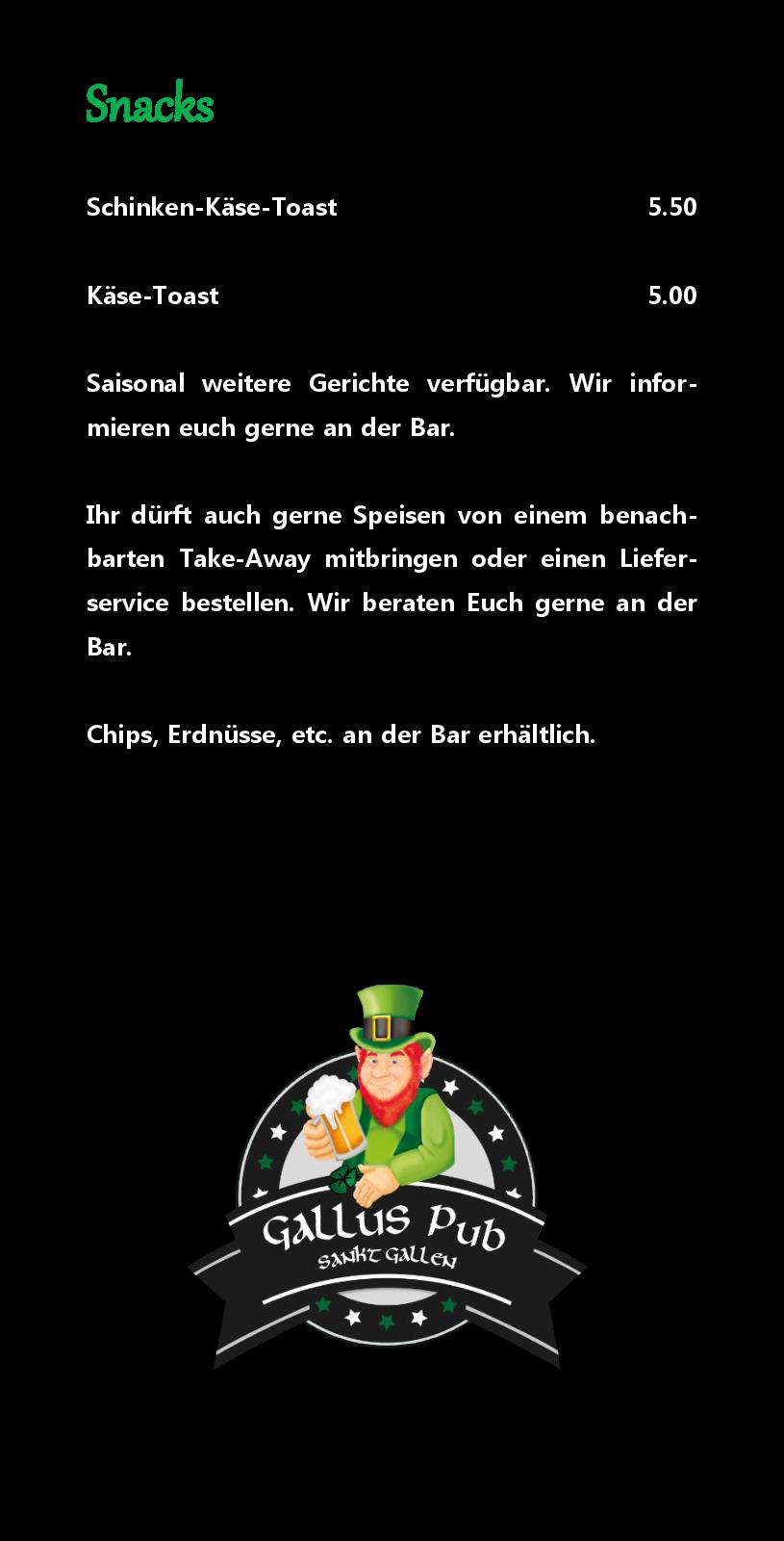 Speisekarte Gallus Pub in St. Gallen, Seite 3