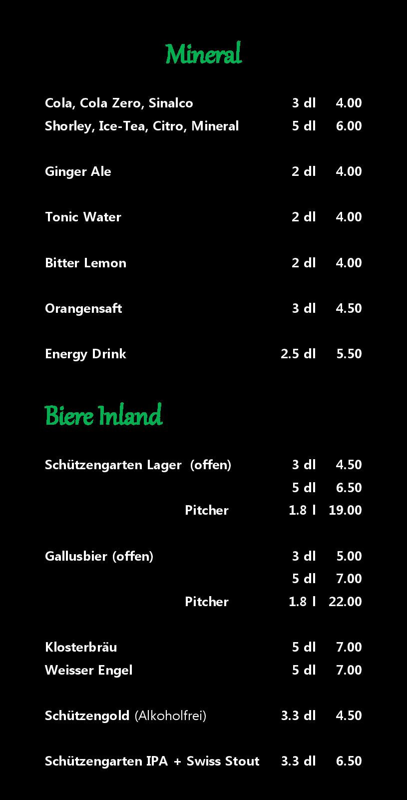 Speisekarte Gallus Pub in St. Gallen, Seite 11