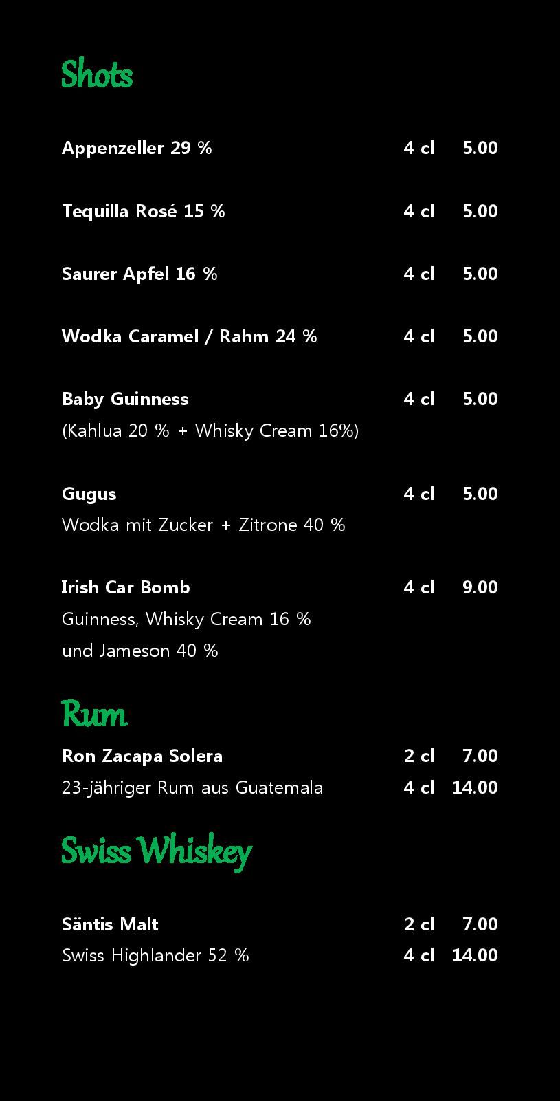 Speisekarte Gallus Pub in St. Gallen, Seite 7