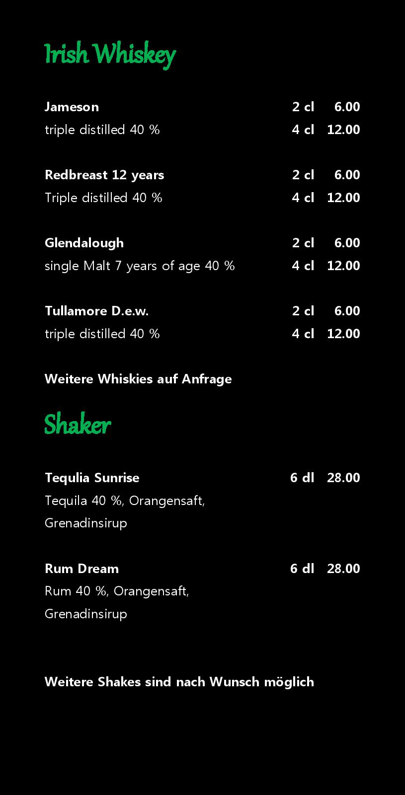 Speisekarte Gallus Pub in St. Gallen, Seite 5