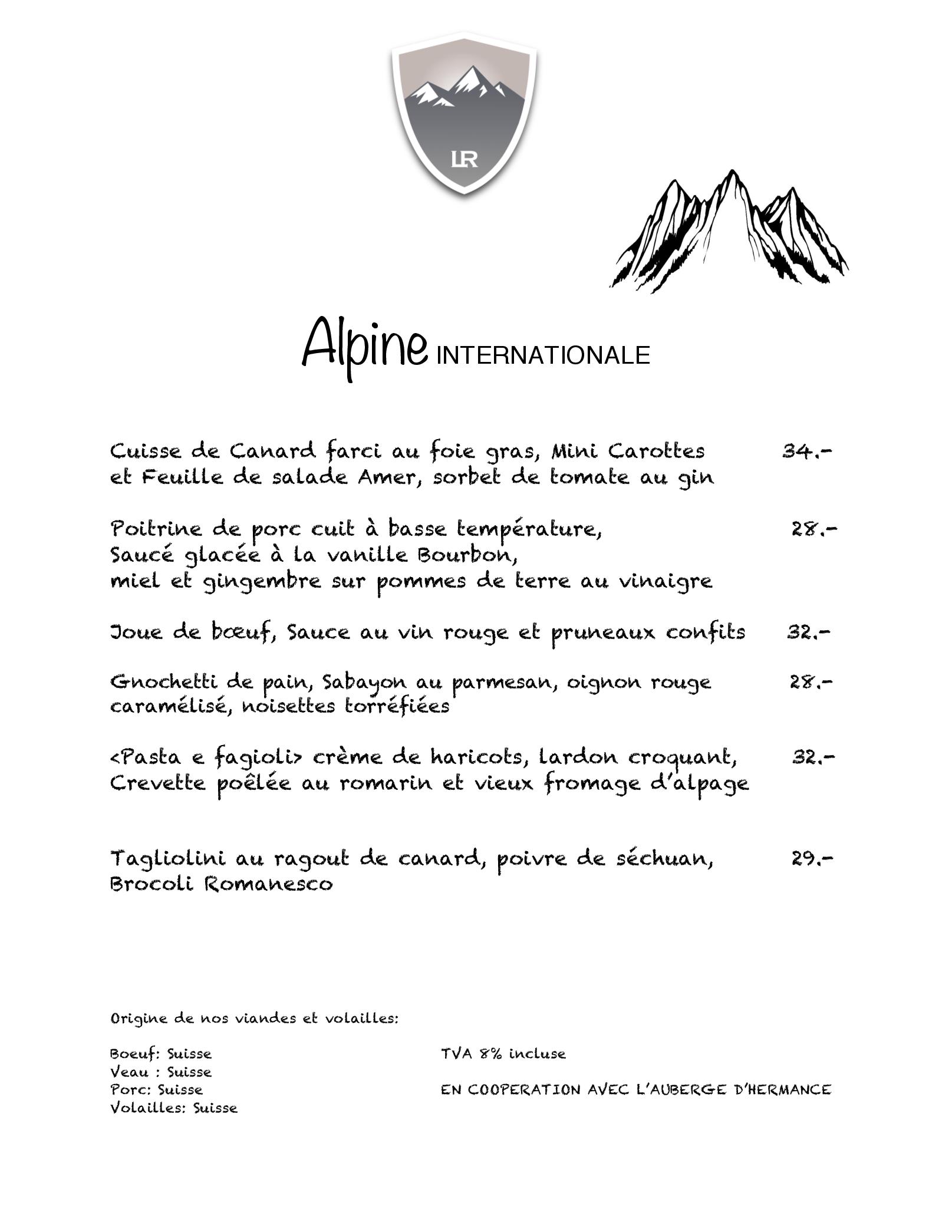 Speisekarte Hotel - Restaurant du Lac Retaud in Les Diablerets, Seite 4