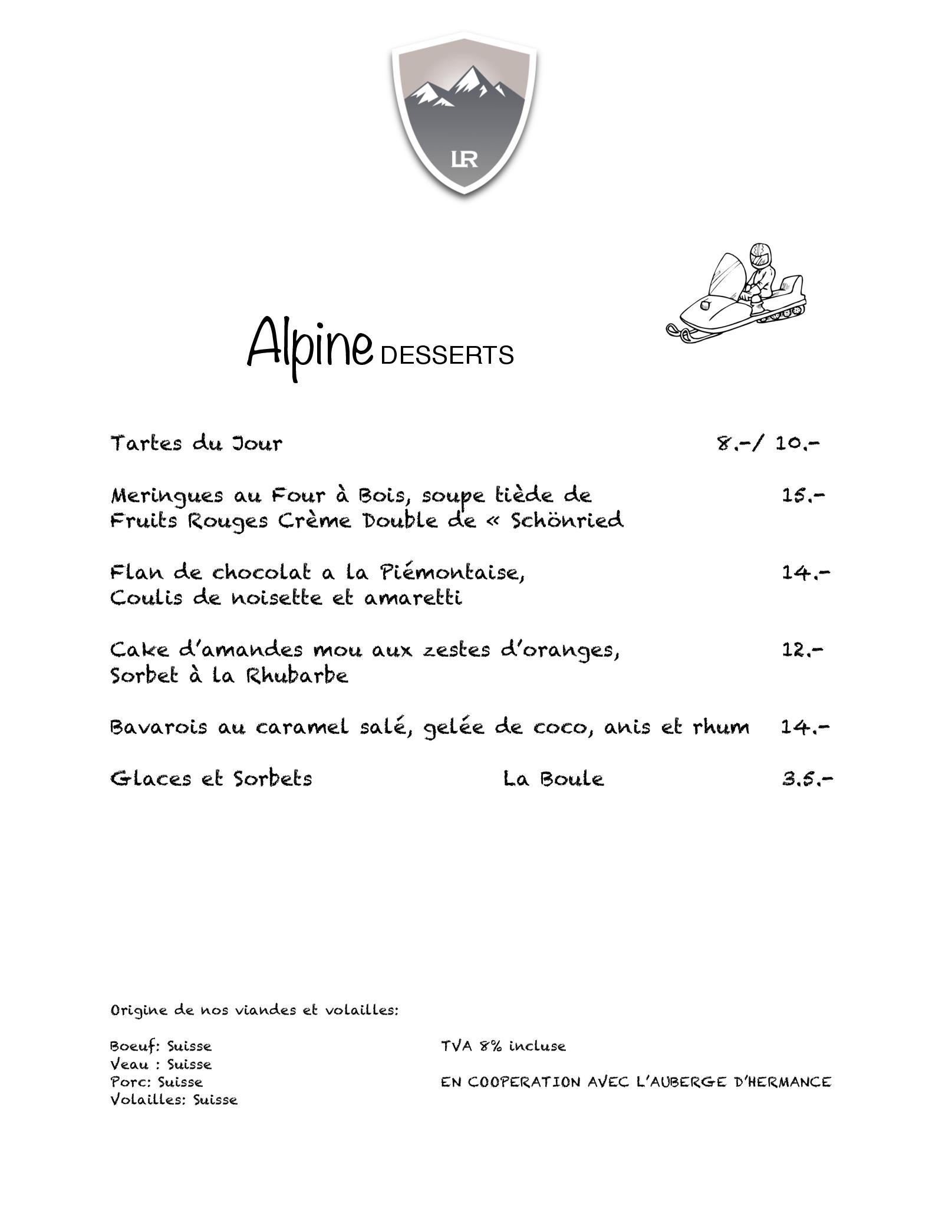 Speisekarte Hotel - Restaurant du Lac Retaud in Les Diablerets, Seite 3