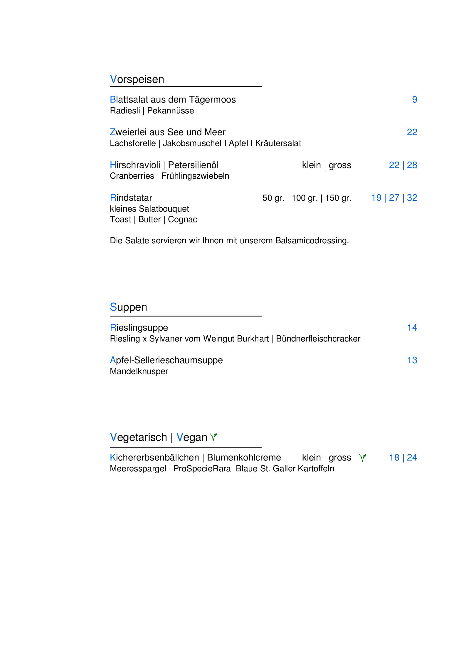 Speisekarte Restaurant Schloss Seeburg in Kreuzlingen, Seite 24