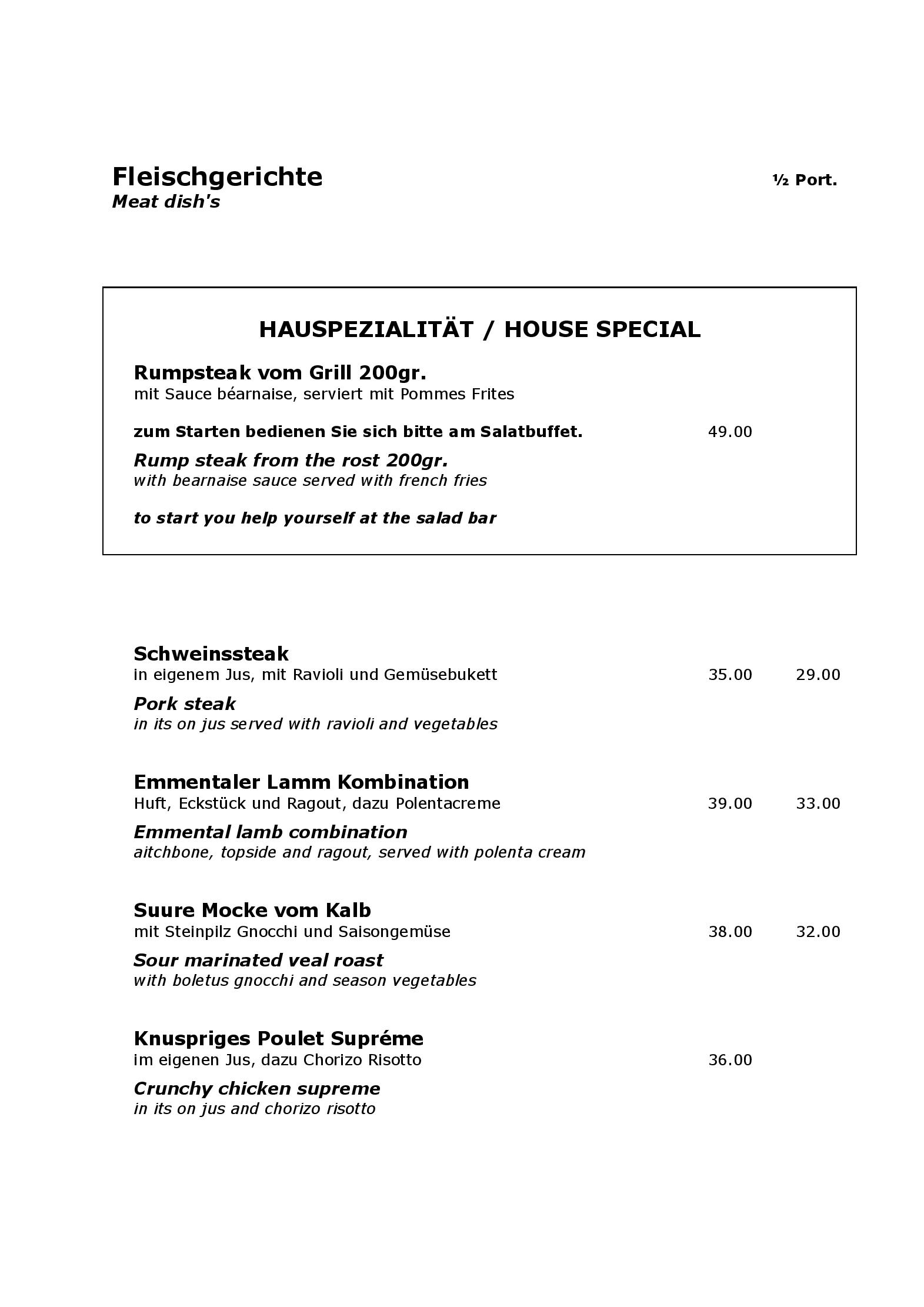 Speisekarte Hotel Bodmi in Grindelwald, Seite 5