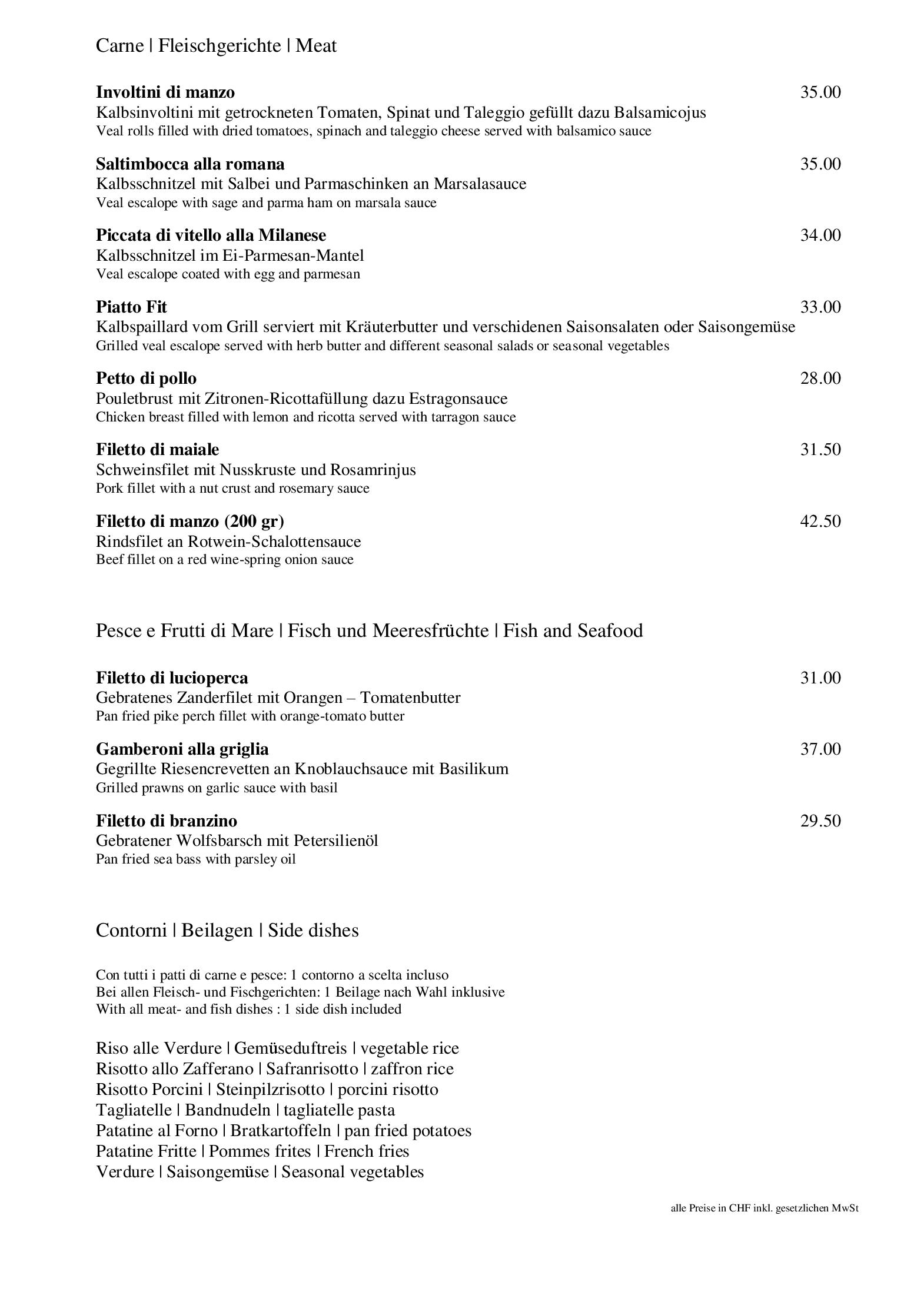 Speisekarte Ristorante Pizzeria 'La Piazza' in Niederuzwil, Seite 5