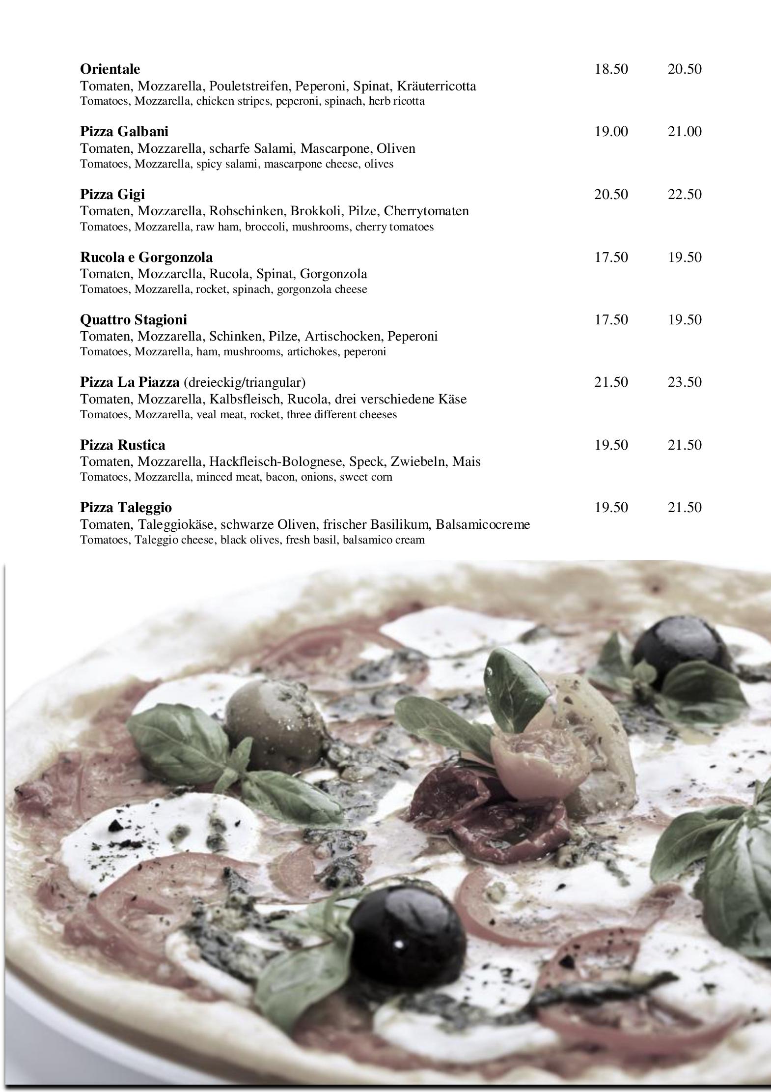 Speisekarte Ristorante Pizzeria 'La Piazza' in Niederuzwil, Seite 7