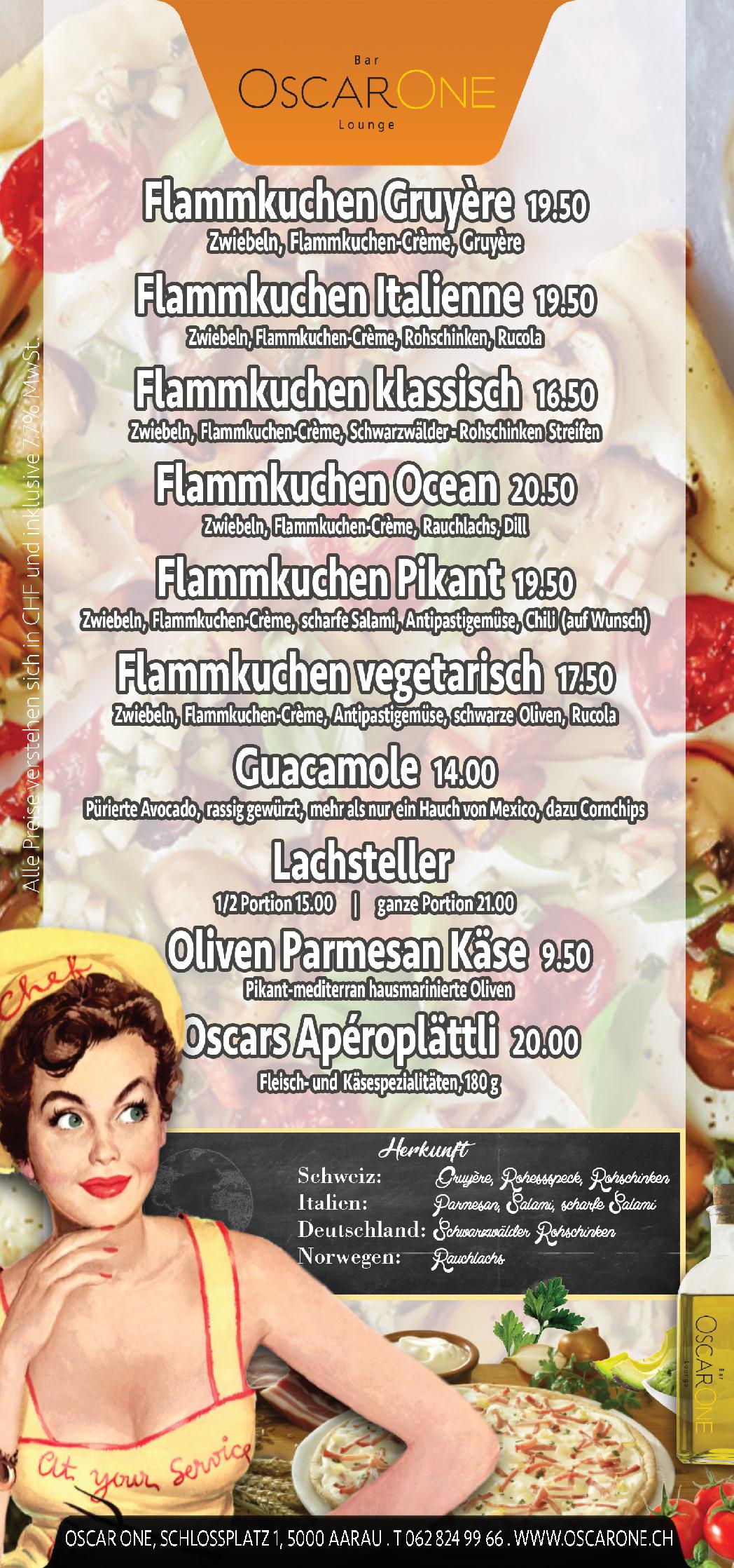 Speisekarte OscarOne, Aarau in Aarau, Seite 2