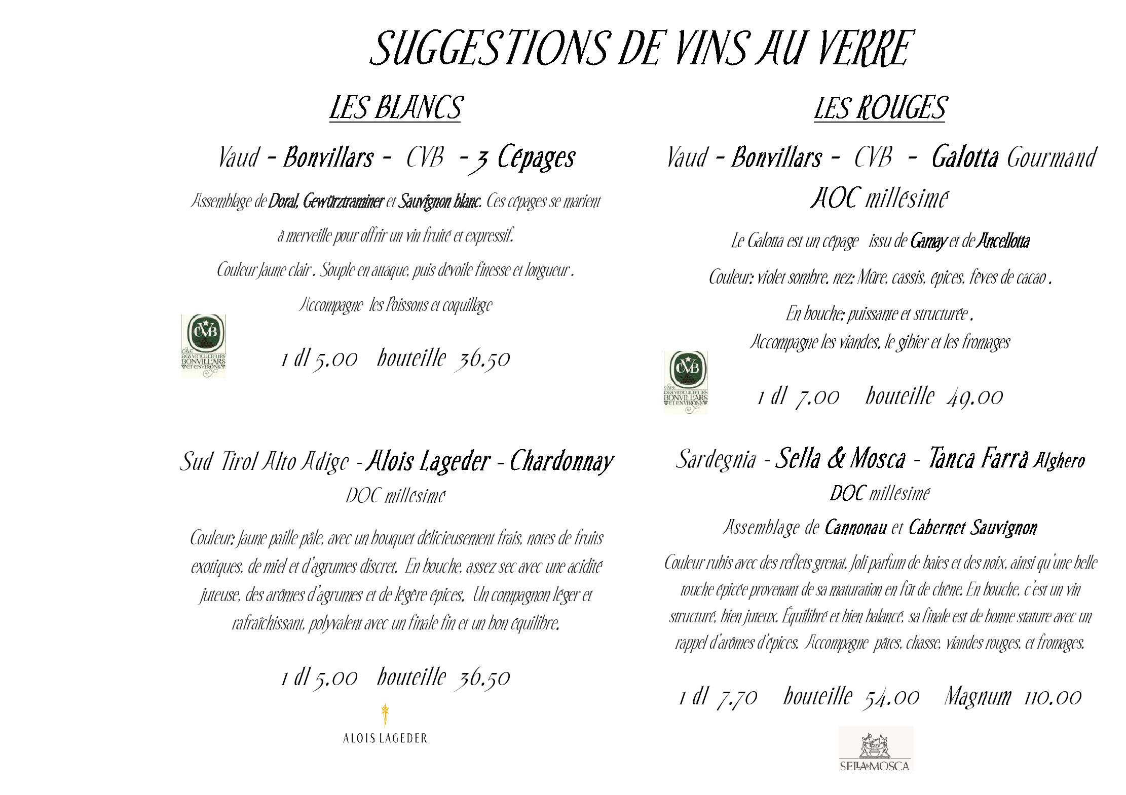 Speisekarte Restaurant du Chateau Yverdon in Yverdon-les-Bains, Seite 12