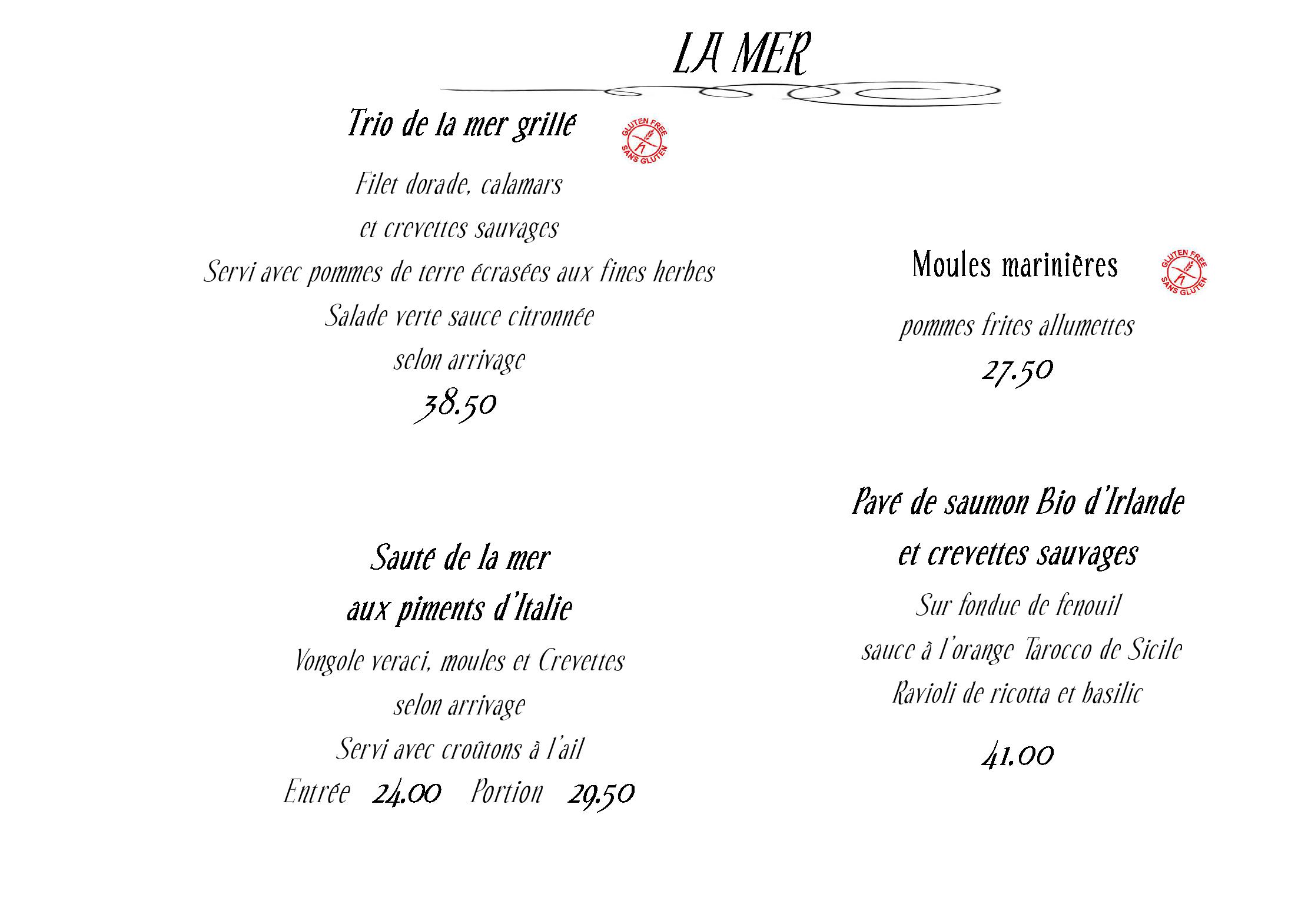 Speisekarte Restaurant du Chateau Yverdon in Yverdon-les-Bains, Seite 8