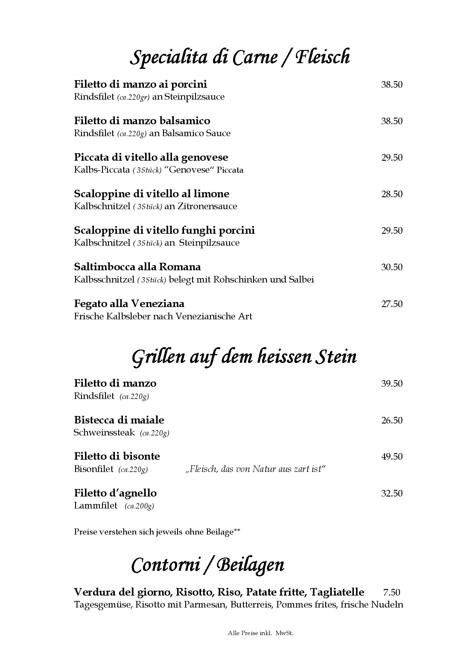 Speisekarte Hirschen in Lenzburg, Seite 3