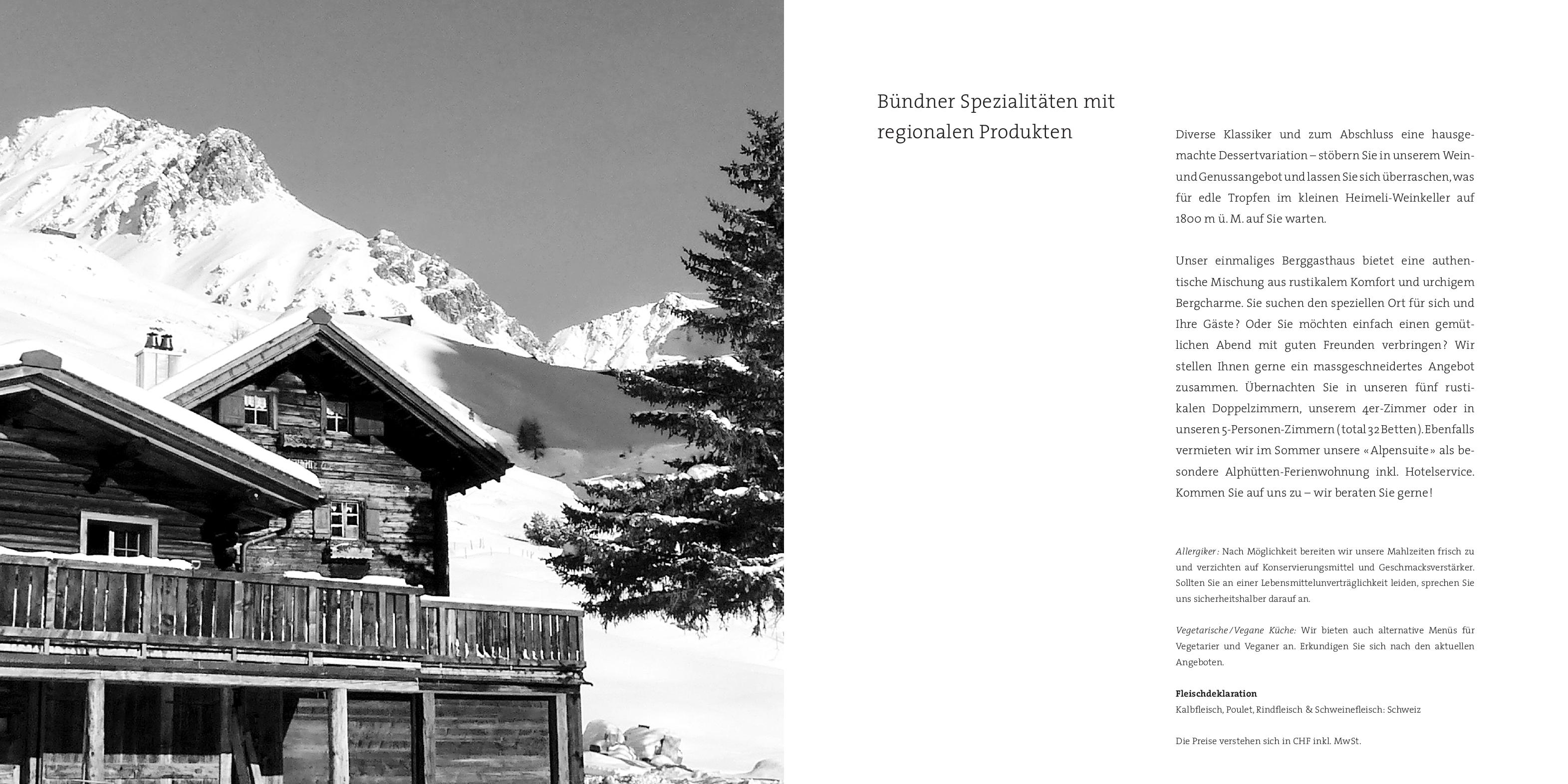 Speisekarte Berggasthaus Heimeli in Sapün / Arosa, Seite 2