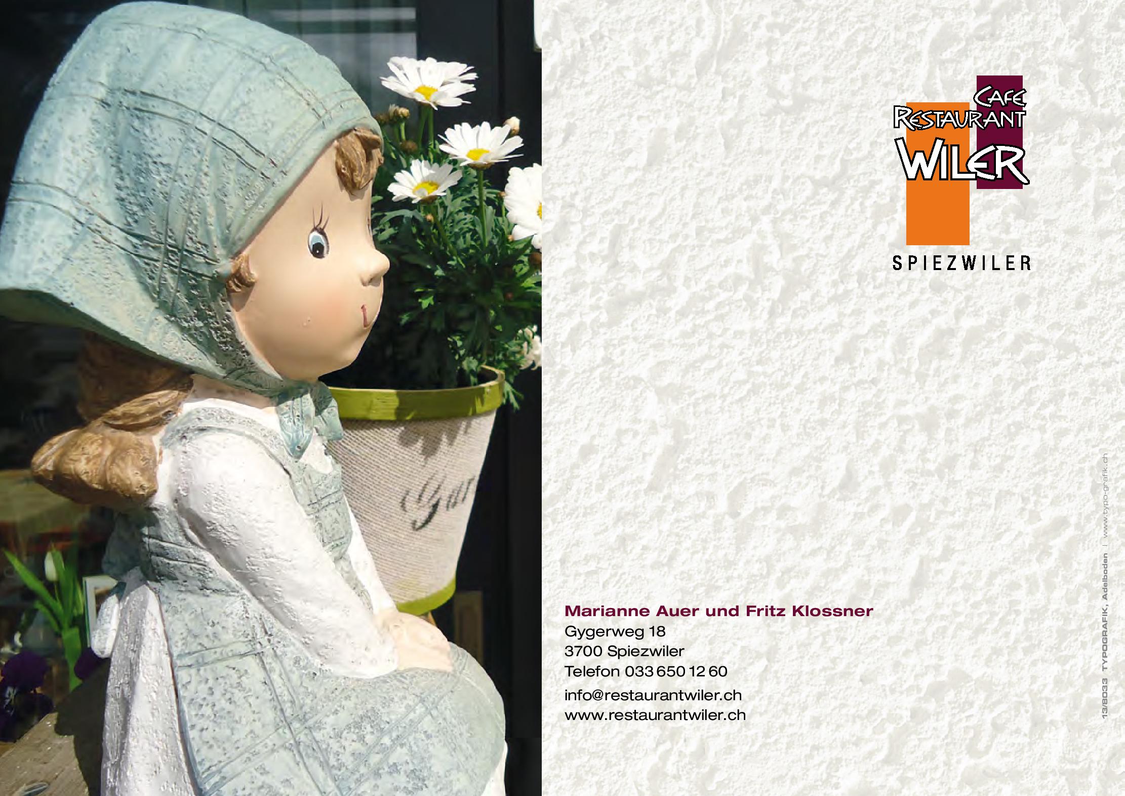 Speisekarte Restaurant Wiler in Spiez, Seite 2