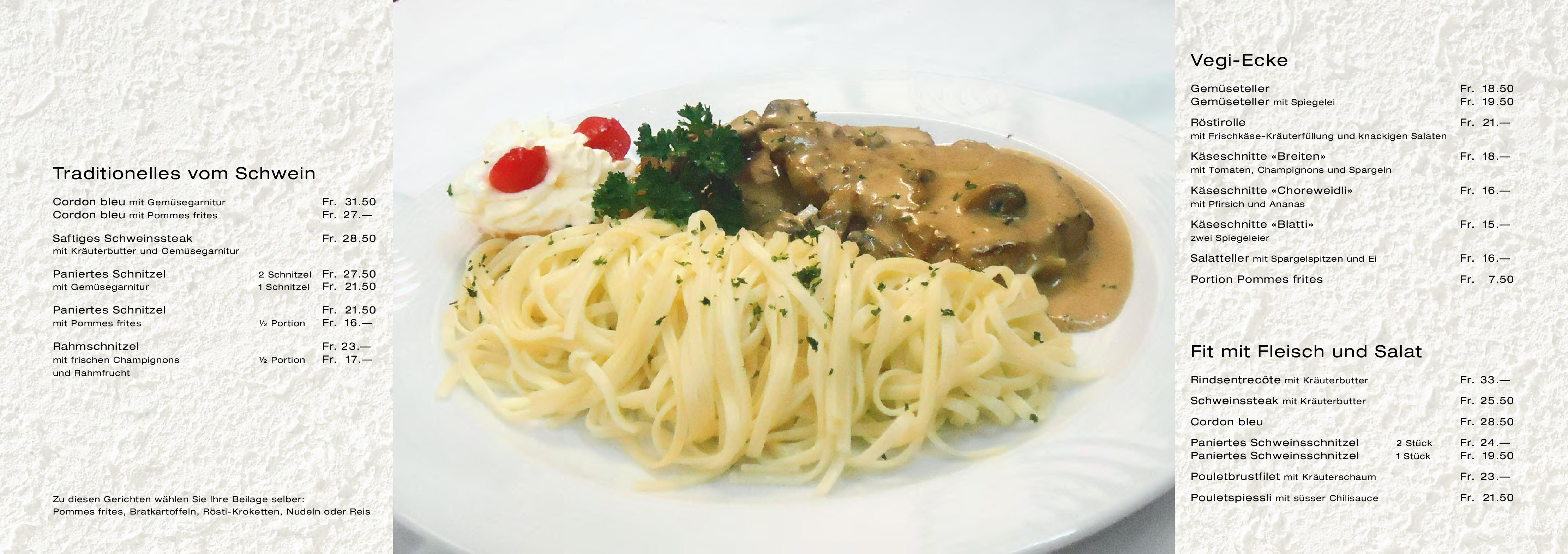 Speisekarte Restaurant Wiler in Spiez, Seite 3