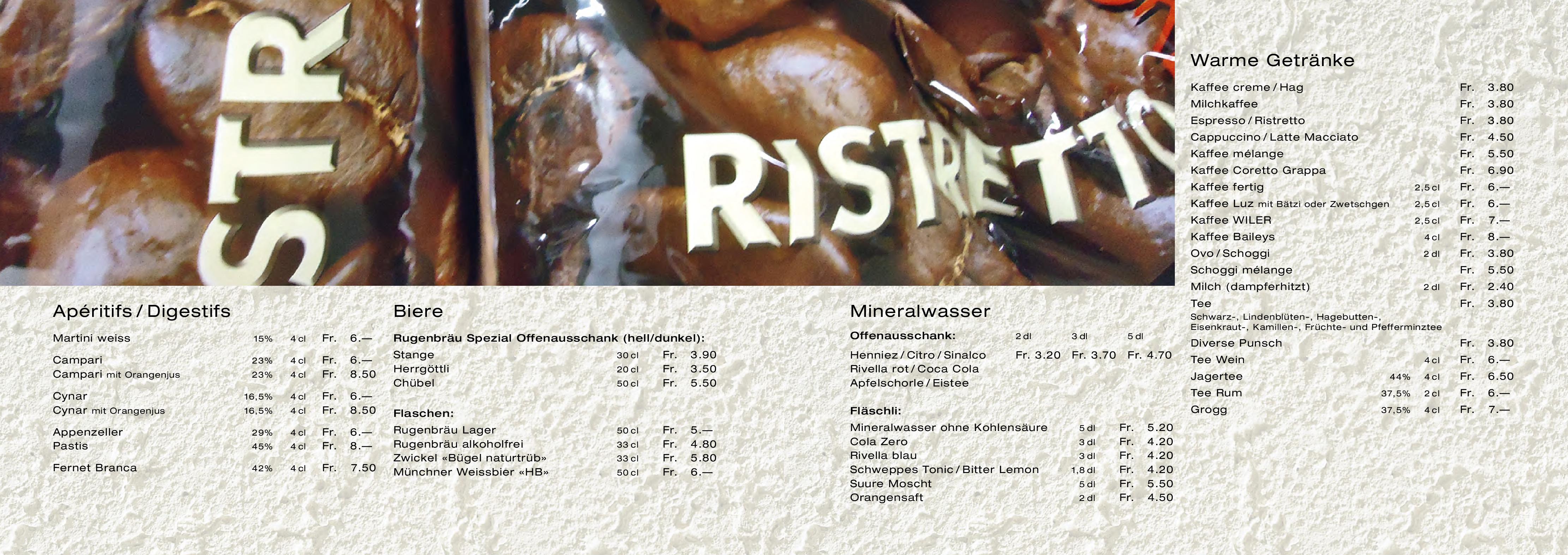 Speisekarte Restaurant Wiler in Spiez, Seite 8