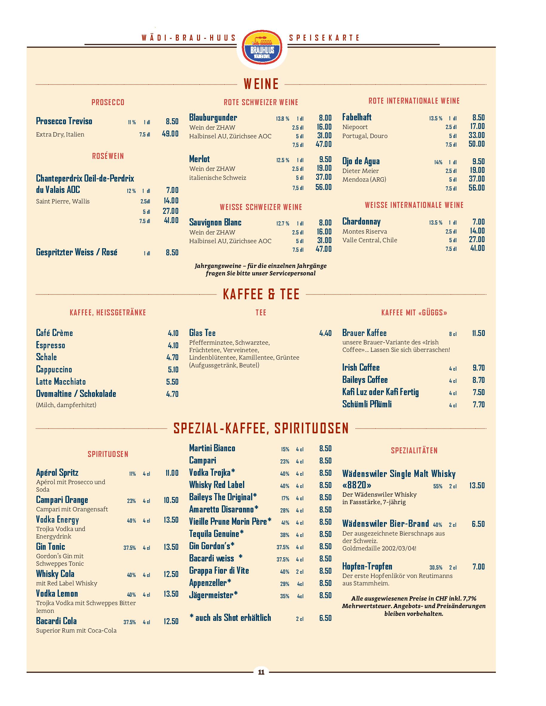 Speisekarte Wädi-Brau-Huus in Waedenswil, Seite 8