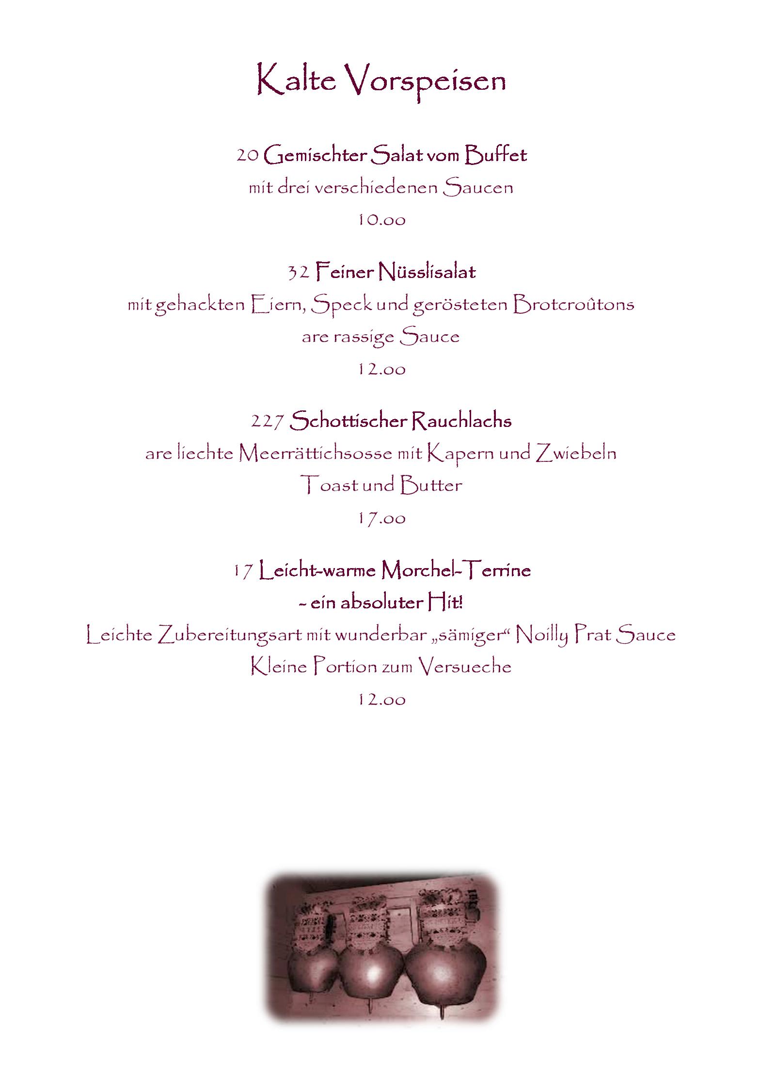 Speisekarte Derbystube in Grindelwald, Seite 2