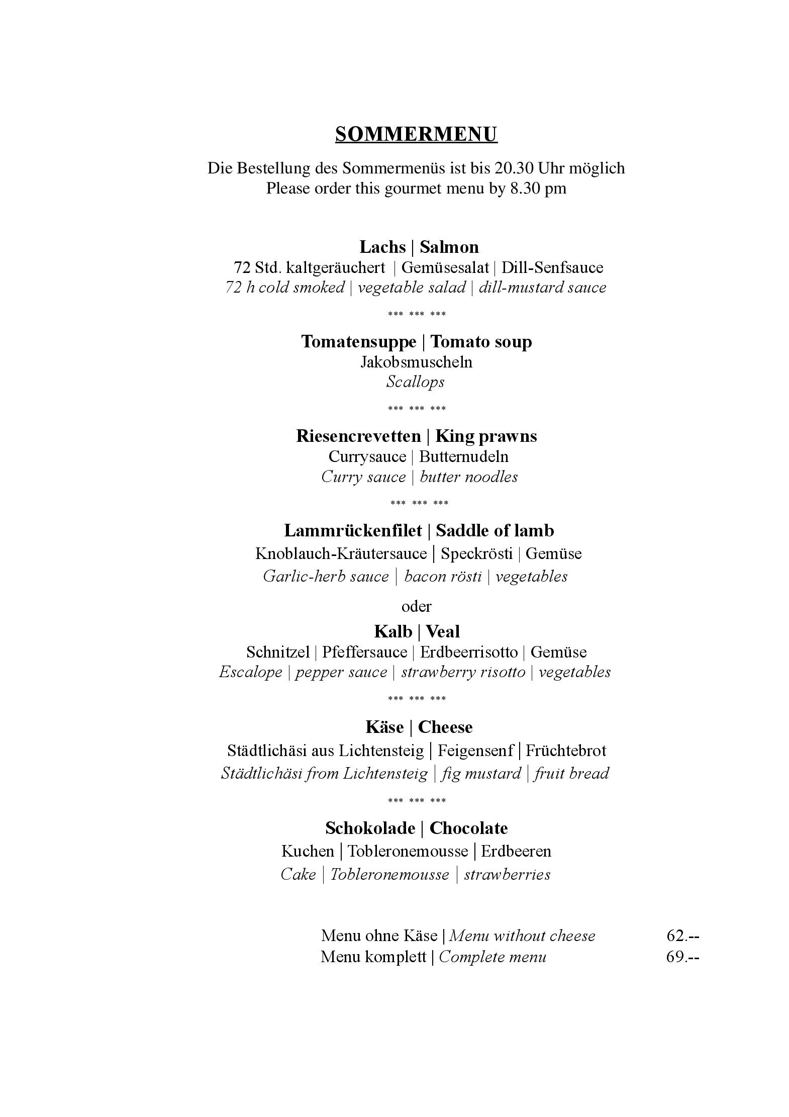 Speisekarte Alpenkräuter Restaurant Bären in Wengen, Seite 3