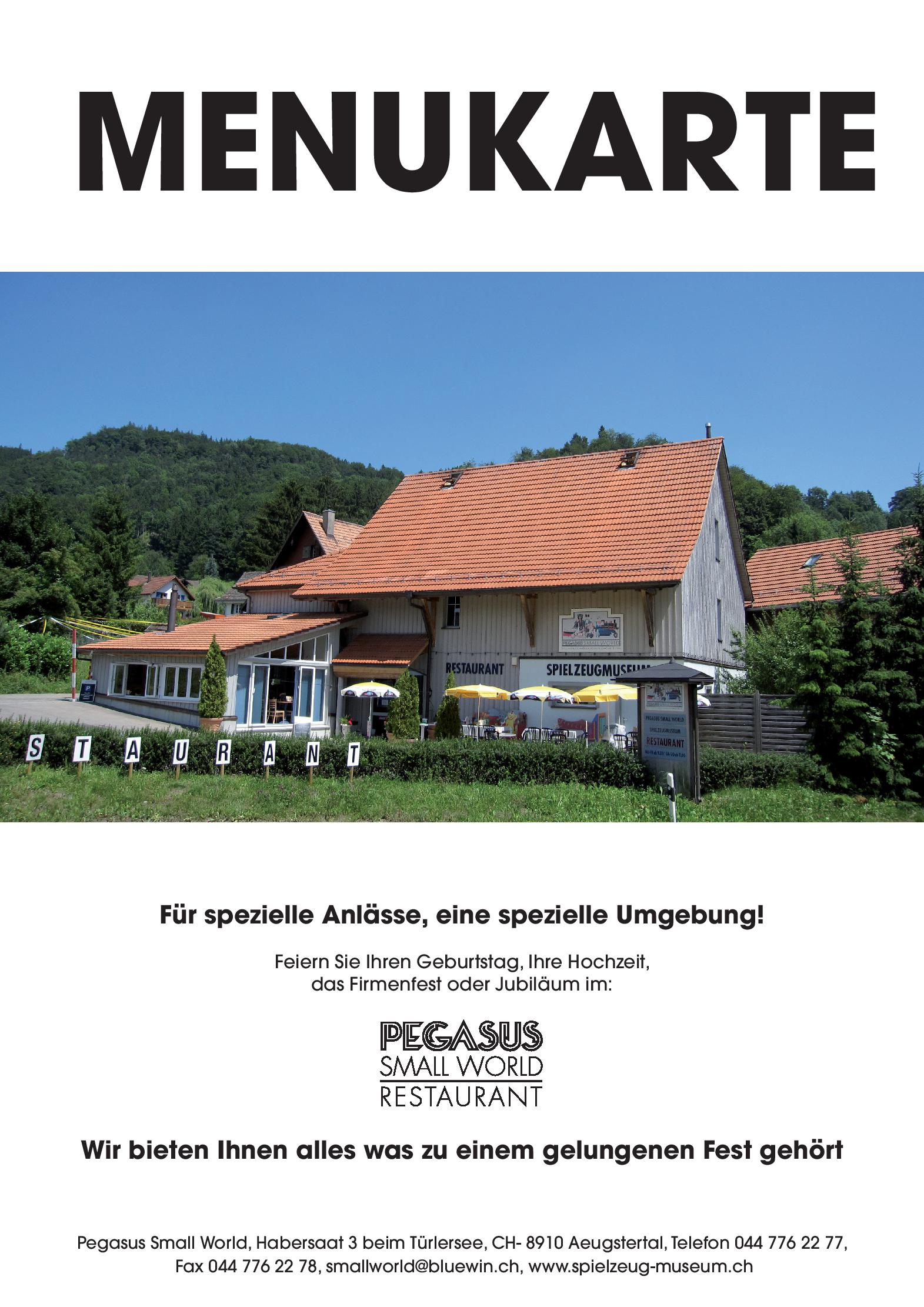Speisekarte Pegasus Small World in Breiten (Aeugstertal), Seite 1