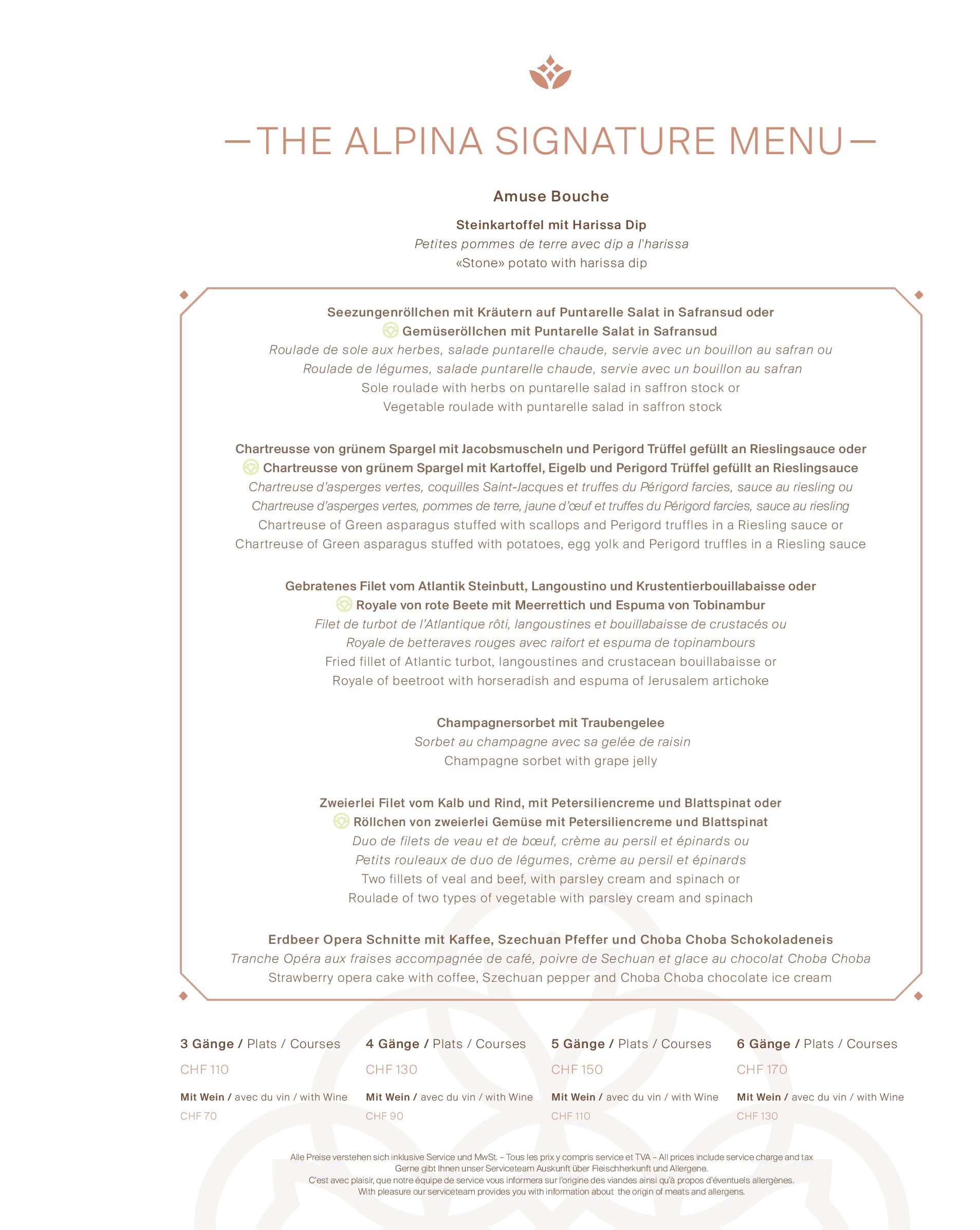 Speisekarte Restaurant Sommet - The Alpina Gstaad in Gstaad, Seite 7