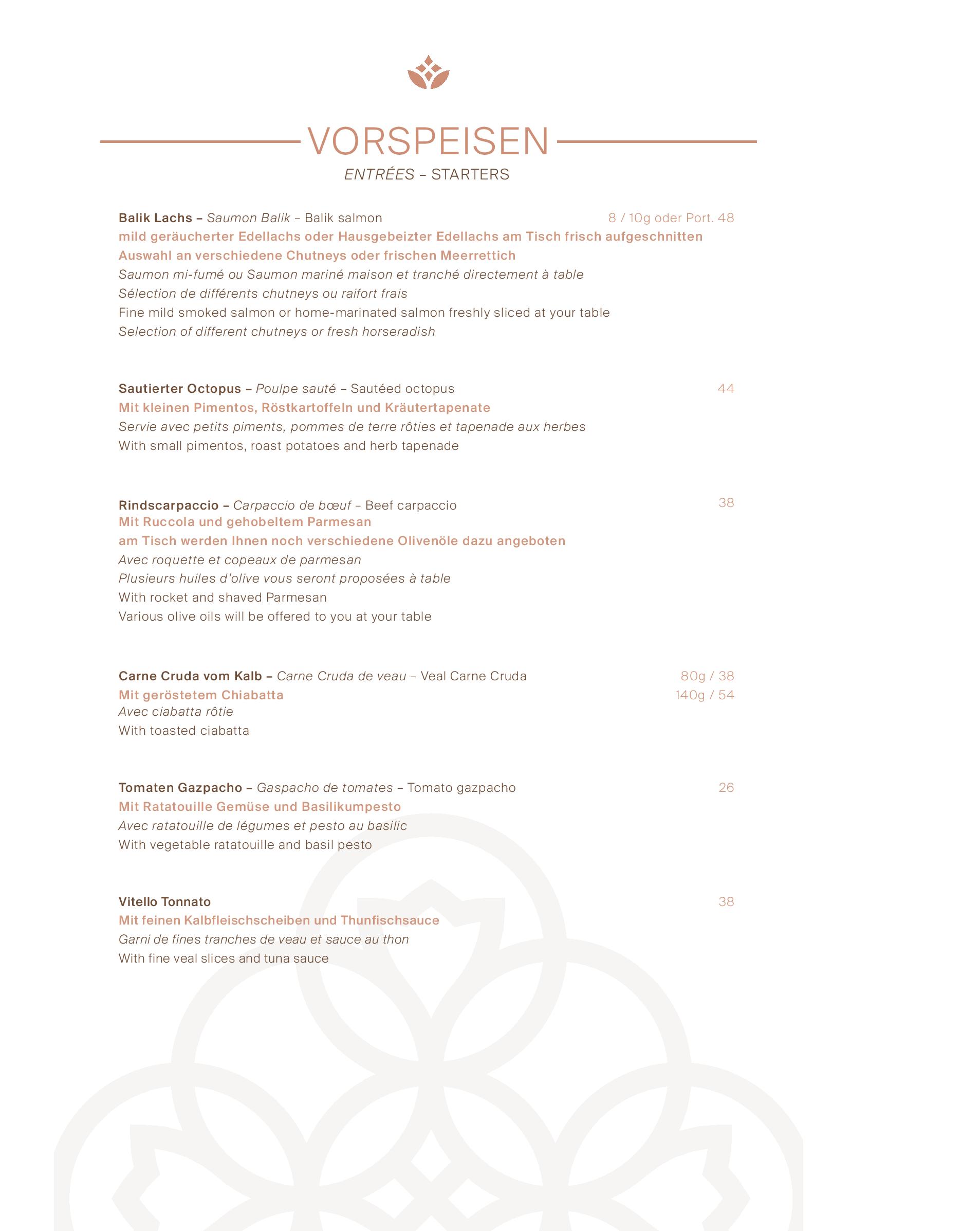 Speisekarte Restaurant Sommet - The Alpina Gstaad in Gstaad, Seite 4