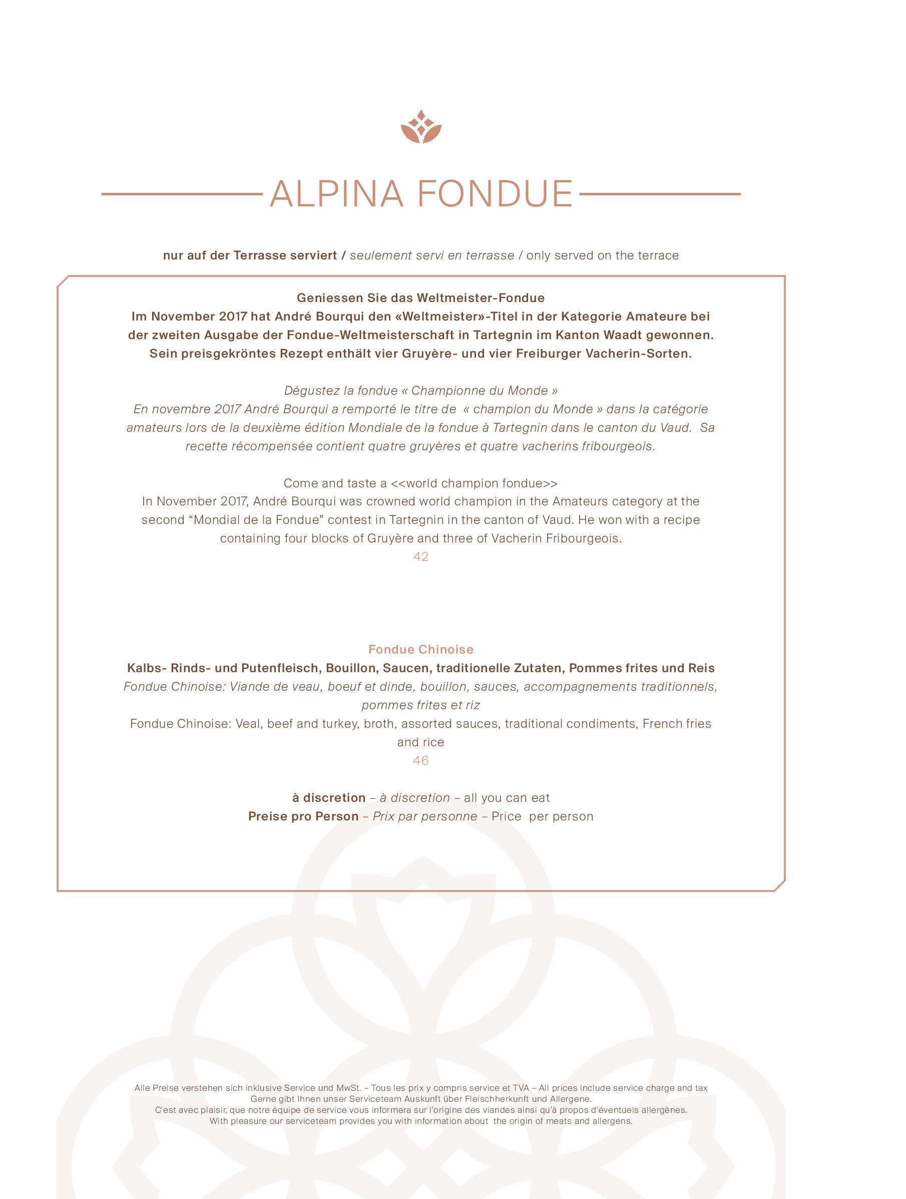 Speisekarte The Alpina Lounge & Bar in Gstaad, Seite 10