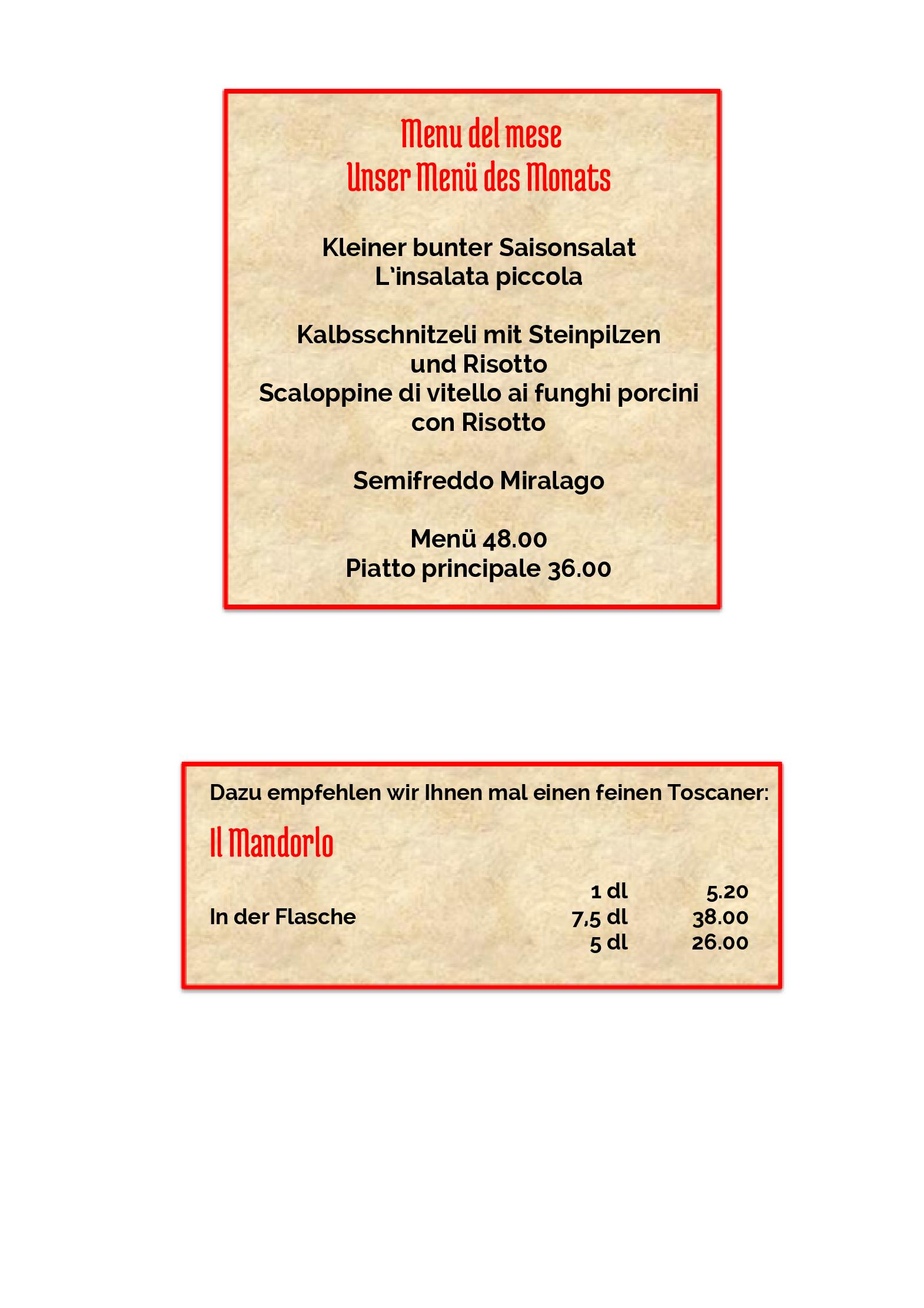 Speisekarte Ristorante Grotto Miralago in Miralago, Seite 6
