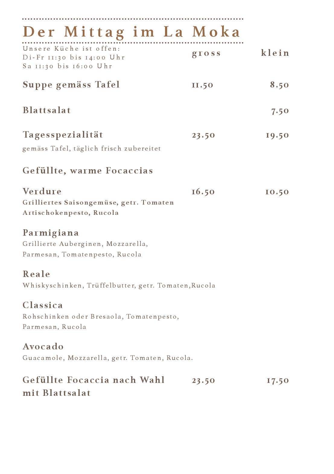 Speisekarte Cafe Bar La Moka in Wil, Seite 30