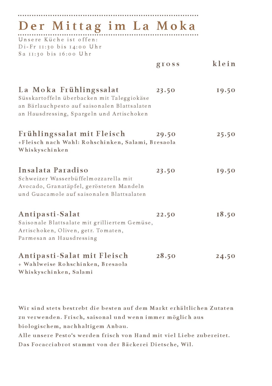 Speisekarte Cafe Bar La Moka in Wil, Seite 29