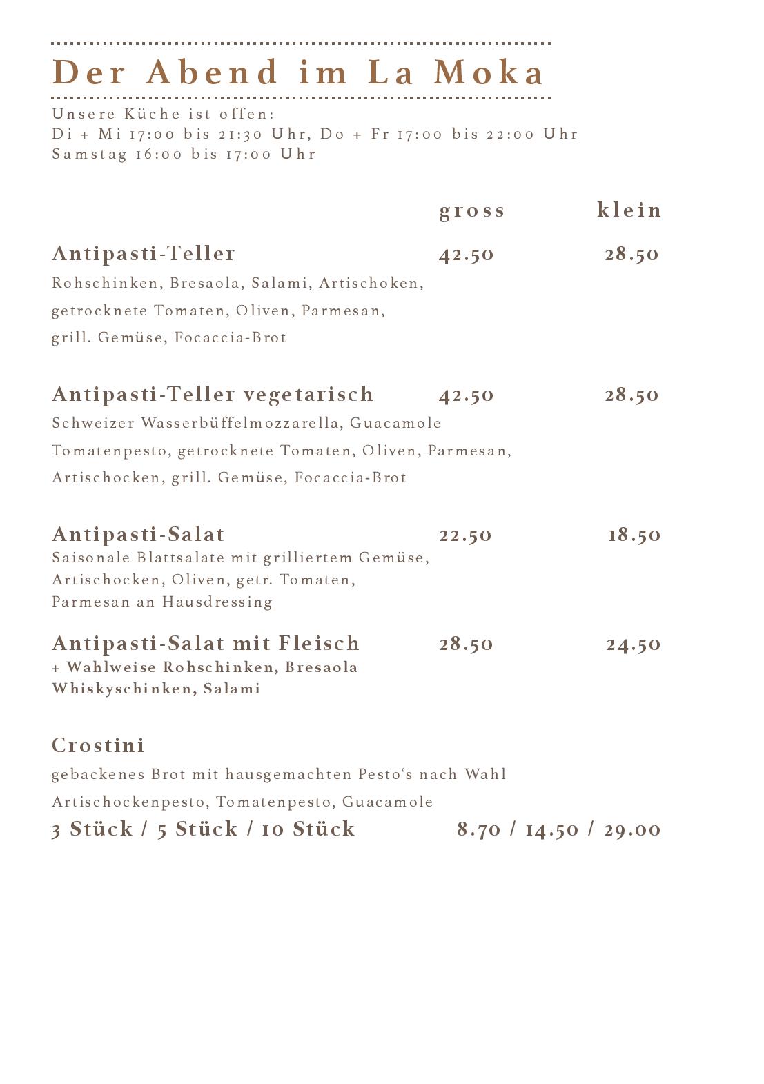 Speisekarte Cafe Bar La Moka in Wil, Seite 27