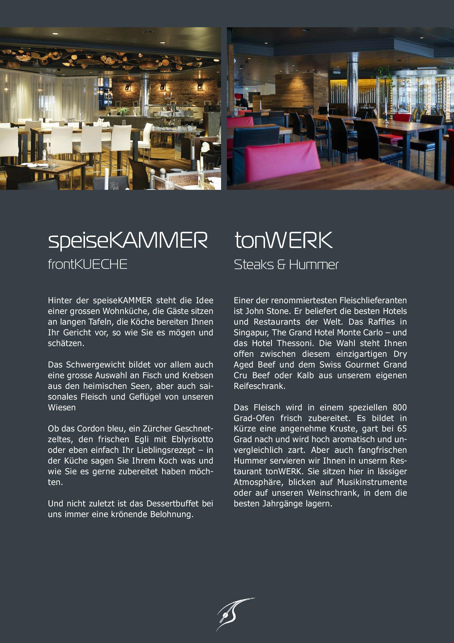 Speisekarte speiseKAMMER - Front Cooking Restaurant in Zürich, Seite 1