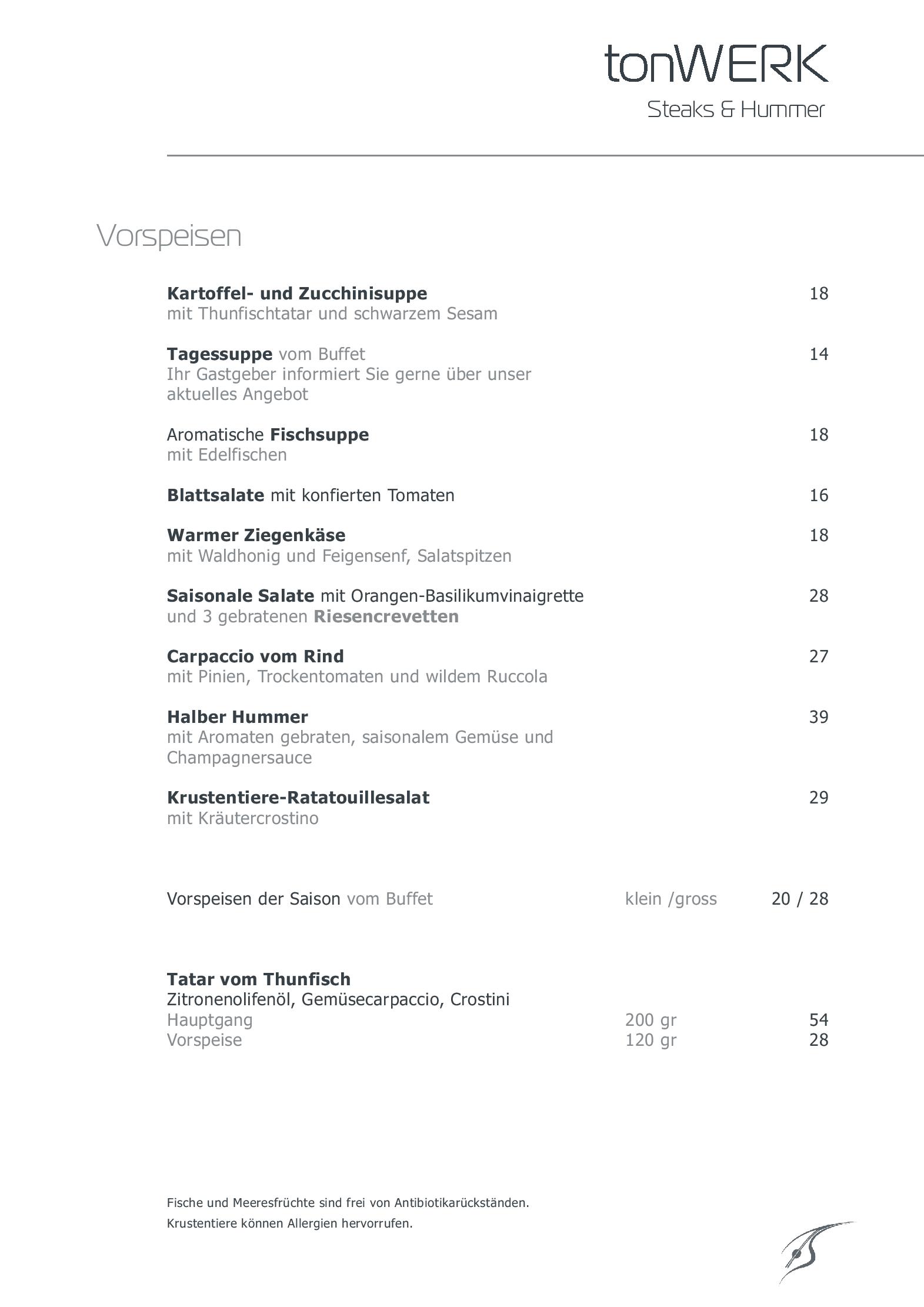 Speisekarte speiseKAMMER - Front Cooking Restaurant  in Zürich, Seite 4